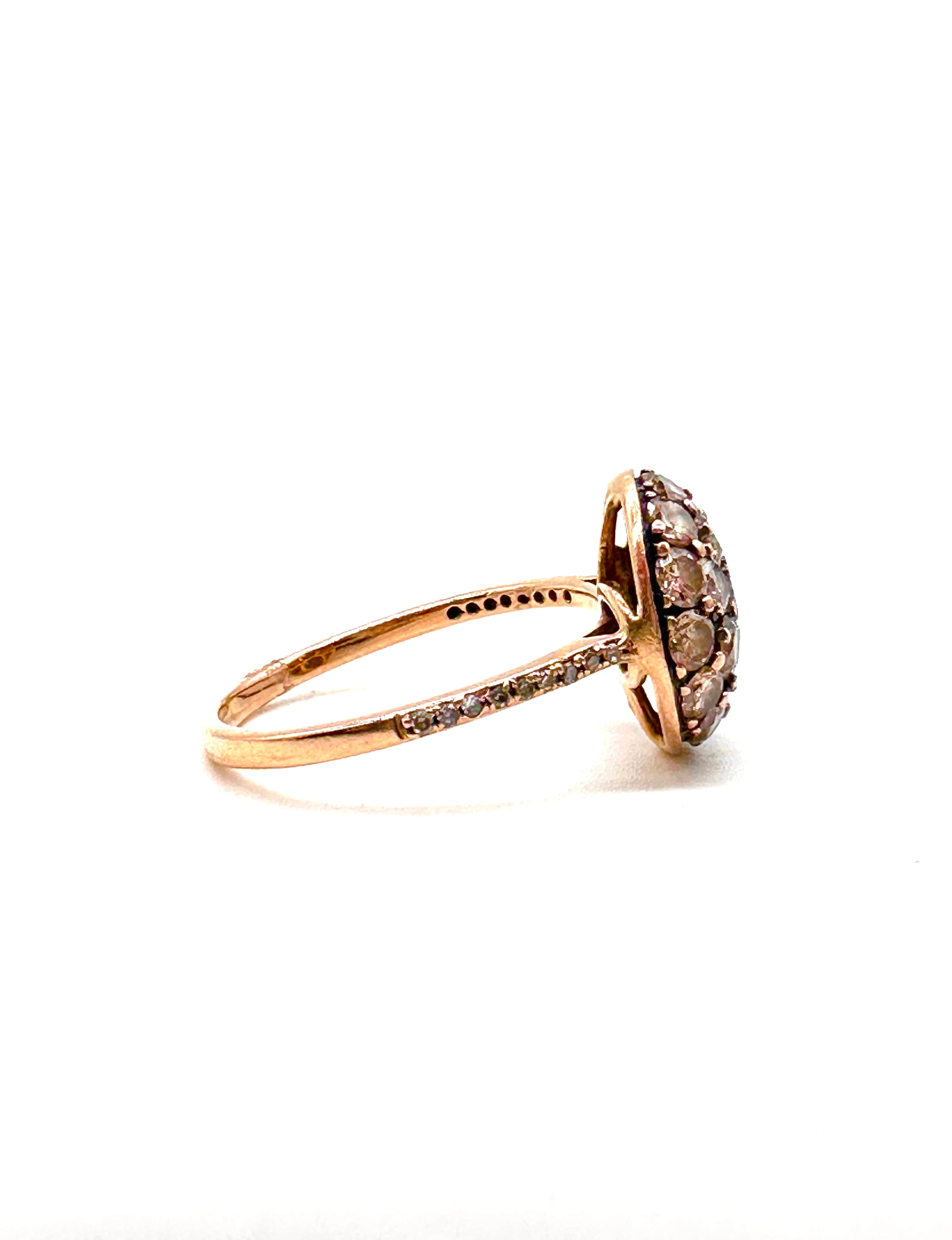 Exquisite 14K Gold Champagne Diamond Halo Cluster Engagement Ring for Women - Perfect for Weddings, Anniversaries & Special Occasions