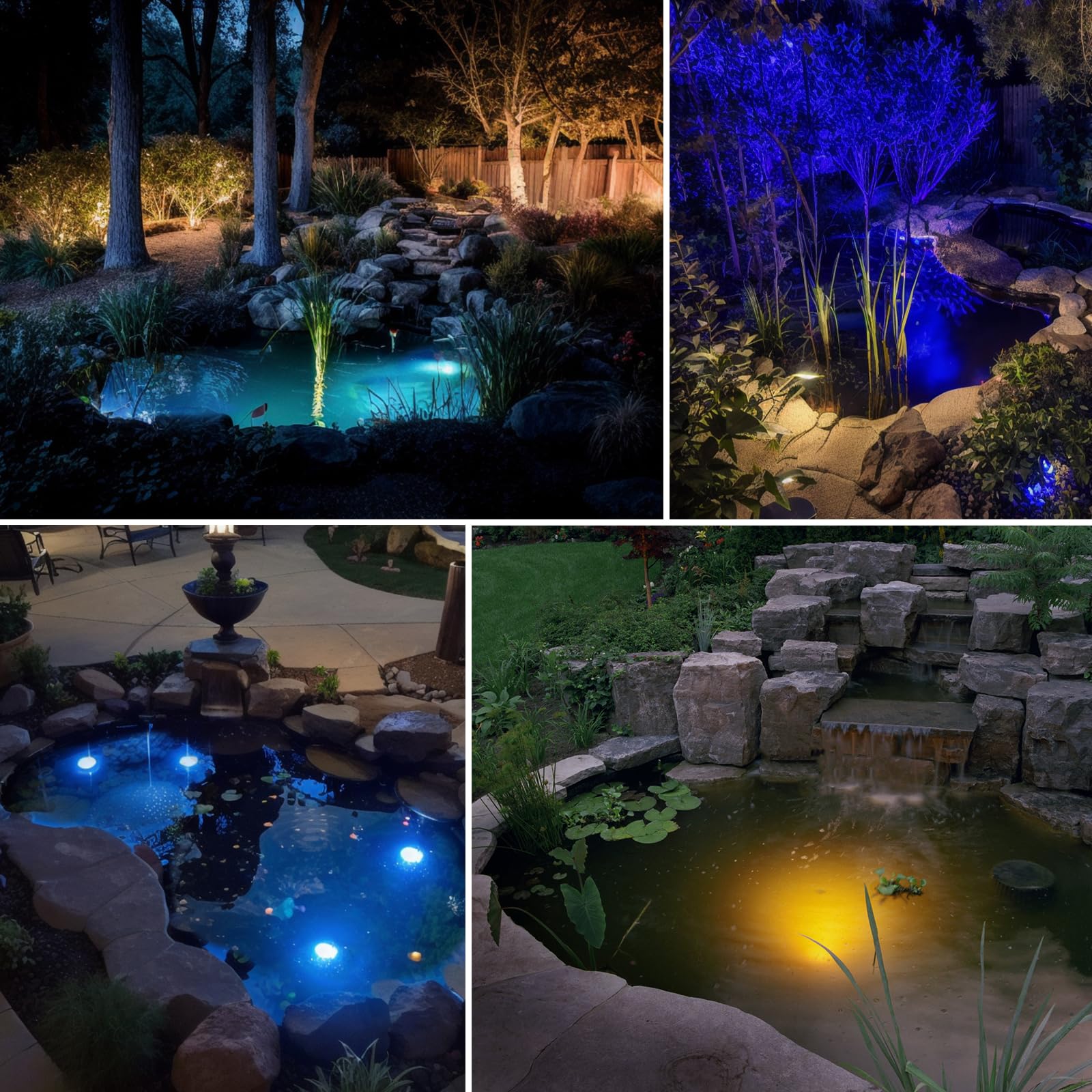 RGB LED Submersible Pond Lights - IP68 Waterproof for Garden, Fountain & Waterfall