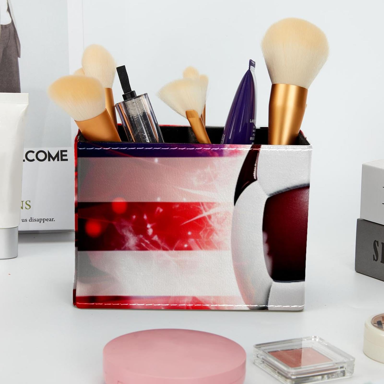 American Flag & Football Pen Holder - Desk Organizer for Pens & Office Supplies | Perfect for Home, Office & School Desks