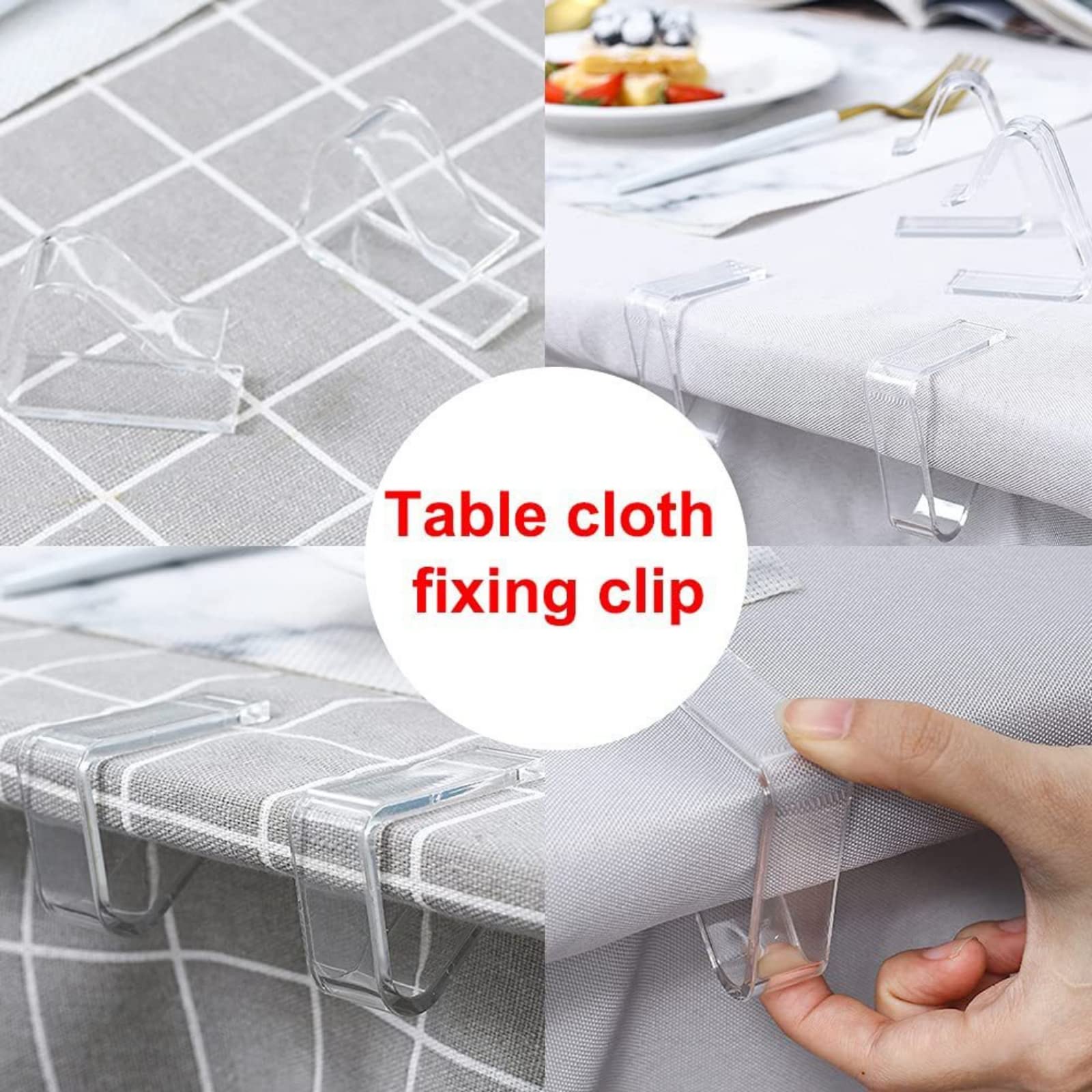 Clear Tablecloth Clips 60 Pack - Transparent Table Cover Holders for Home, Kitchen, Restaurant, Party & Picnic - Fits 3.5-5cm Thickness Tables (Large Size) - Perfect for Outdoor Dining, Wedding Decorations and Event Setup
