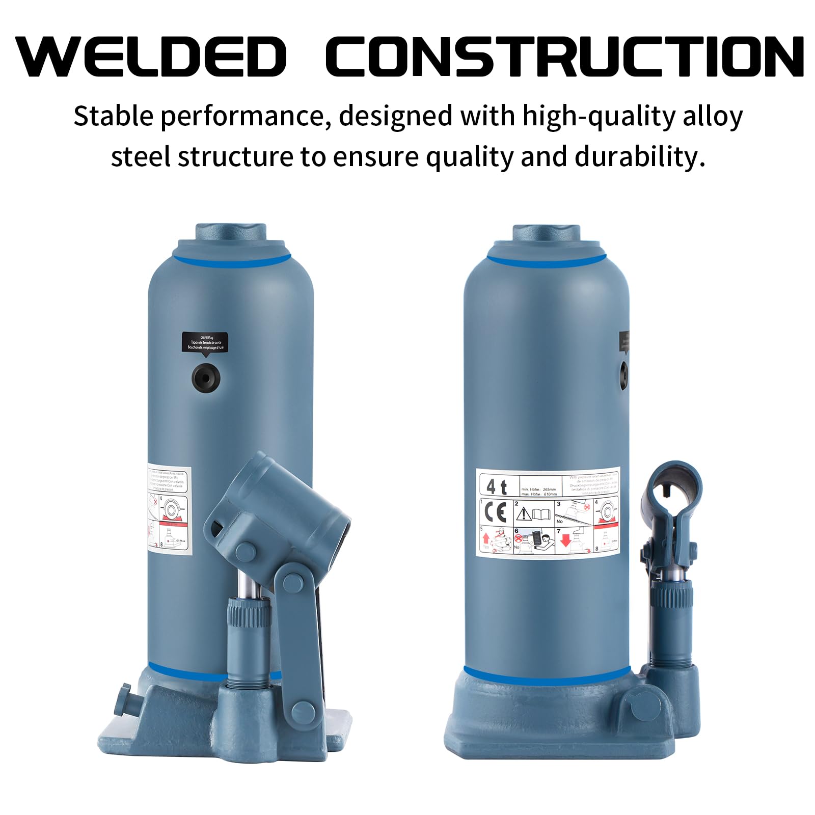 BAOSHISHAN 4 Ton Hydraulic Bottle Jack - Heavy Duty Double Ram High Lift (10-5/8