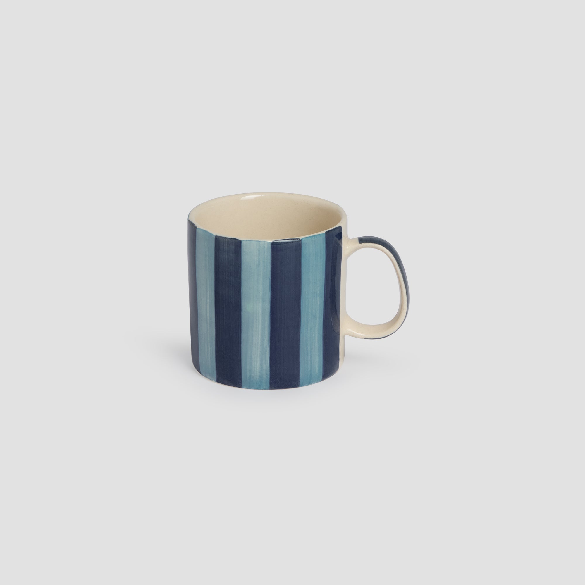 Premium Dusk Blue Pembroke Stripe Ceramic Coffee Mug - 16oz Handcrafted Tea Cup with Comfort Grip Handle - Perfect for Home, Office & Gifts