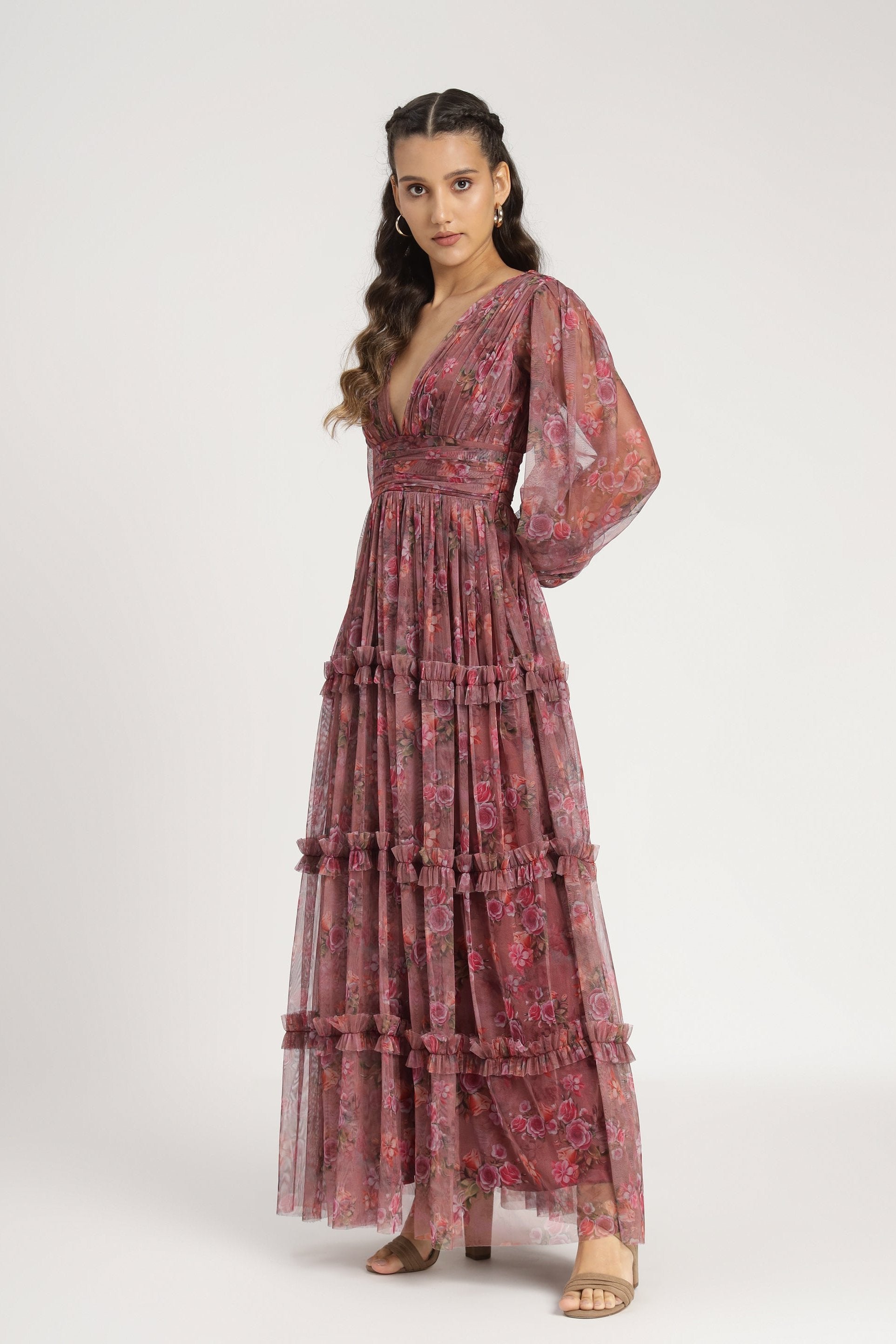 Lydia Women's Maxi Dress - Purple Floral Print Long Summer Dress for Beach, Vacation & Casual Wear | Plus Size Boho Chic Dress