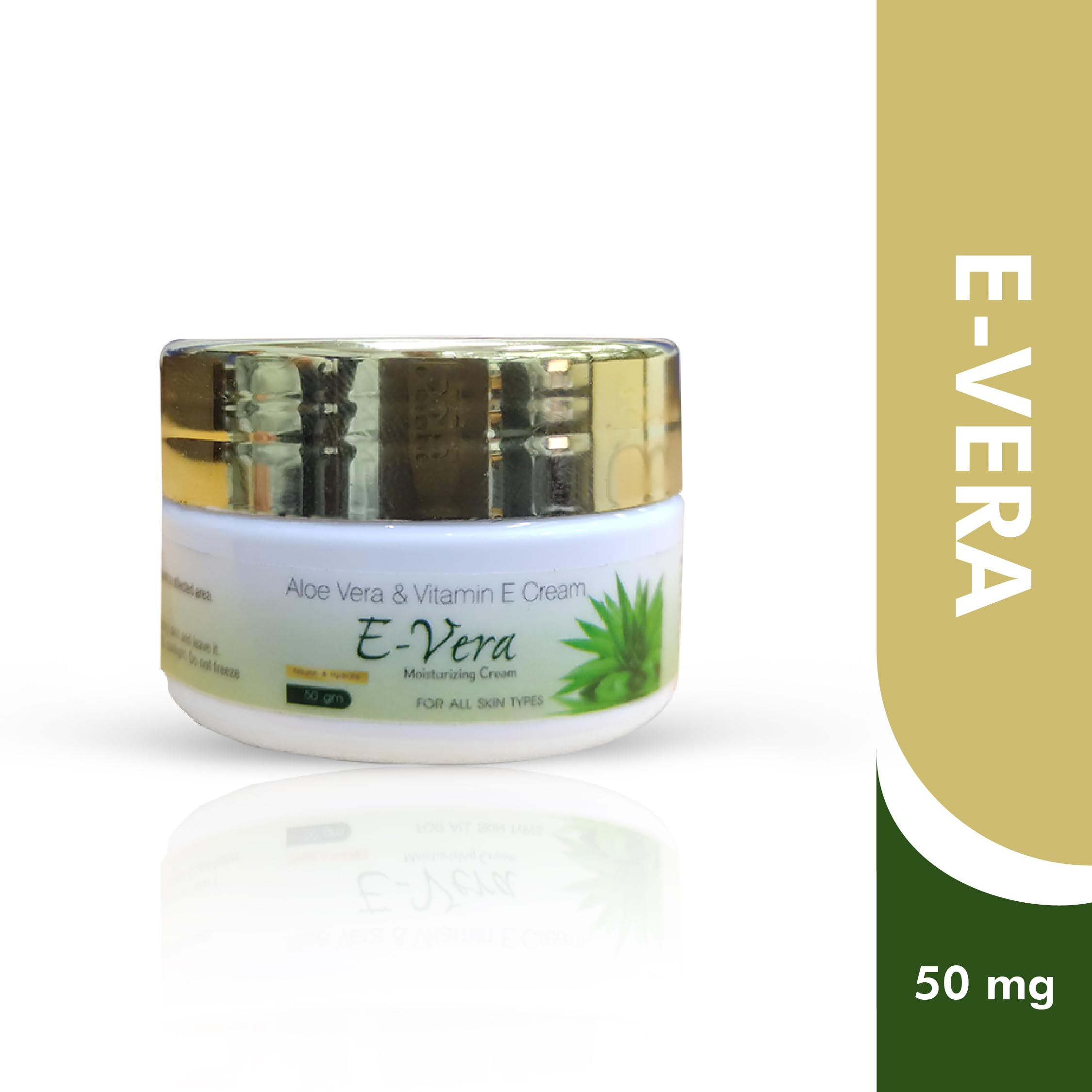 E-Vera Cream with Aloe Vera & Vitamin E - Deep Moisturizing & Glowing Skin Care for All Skin Types - 50g (Pack of 4) - Perfect for Daily Hydration, Dry Skin Relief & Nighttime Nourishment