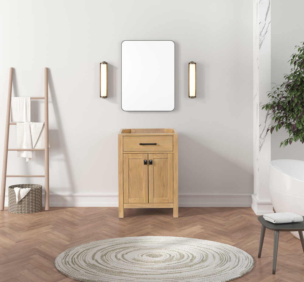 24 Inch Single Bathroom Vanity in Desert Oak - Modern London Style Vanity with Sink for Small Bathrooms & Powder Rooms
