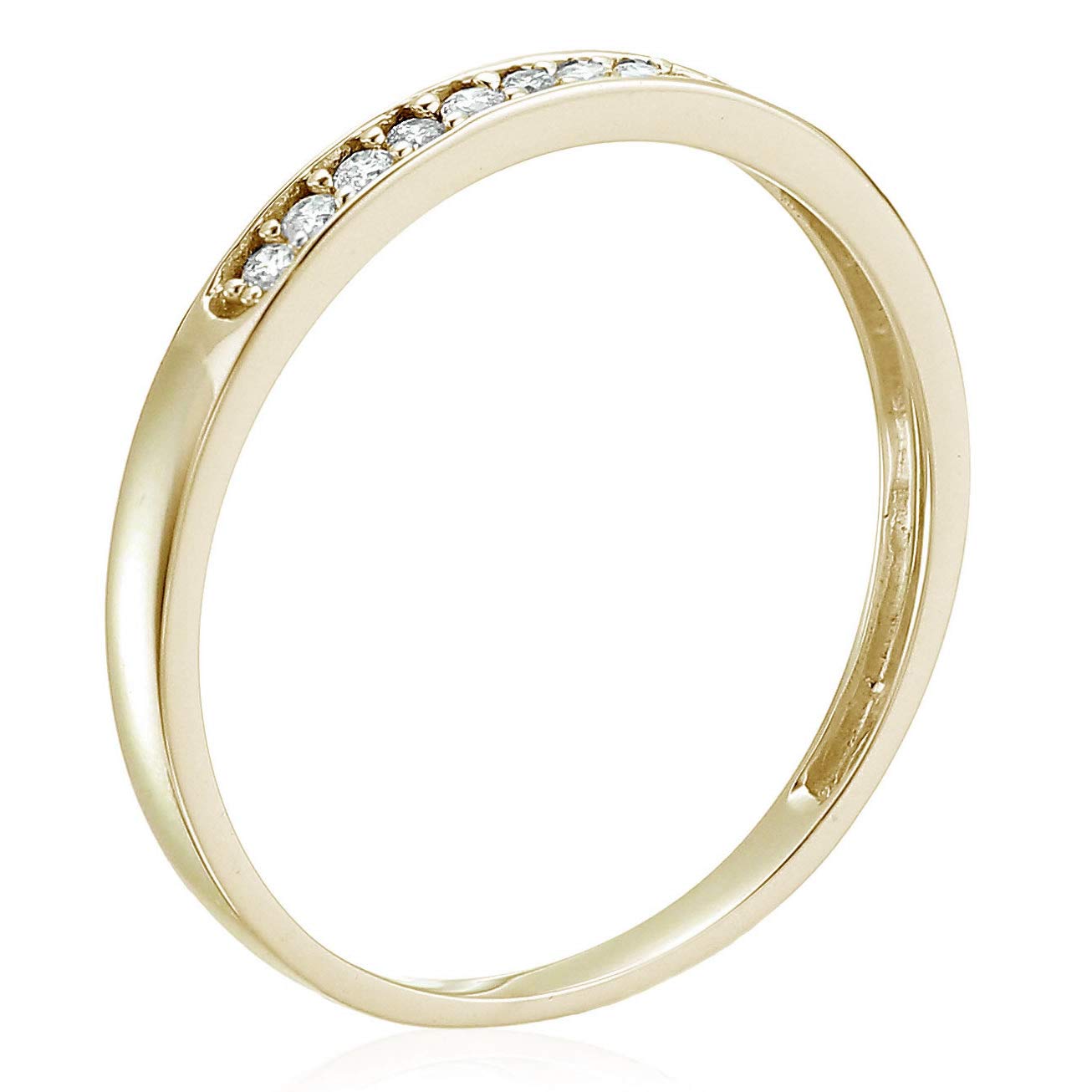 1/10 CTTW Diamond Wedding Band for Women - 10K Yellow Gold Engagement Ring with 10 Prong Set Stones (Size 4.5-10) - Perfect for Anniversary Gifts & Bridal Jewelry