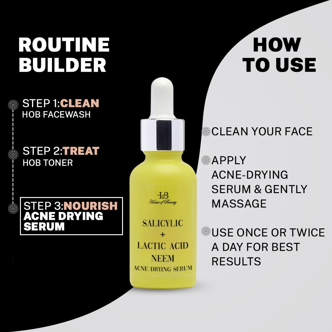 House of Beauty Acne Drying Serum - 30ml Fast-Acting Spot Treatment for Clear Skin | Perfect for Oily & Acne-Prone Skin | Day & Night Use