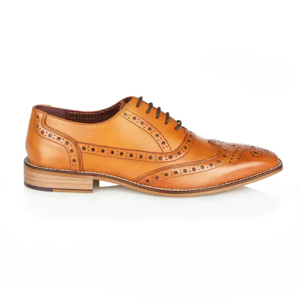 Men's Tan London Brogues Sidney Oxford Shoes - Classic Formal & Casual Dress Shoes for Business, Office & Wedding Events