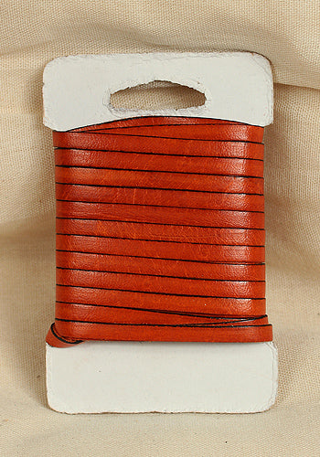 Premium Full Grain Leather Braided Strap with Bossed Design - 5m Orange - Perfect for DIY Crafts, Pet Leashes & Fashion Accessories