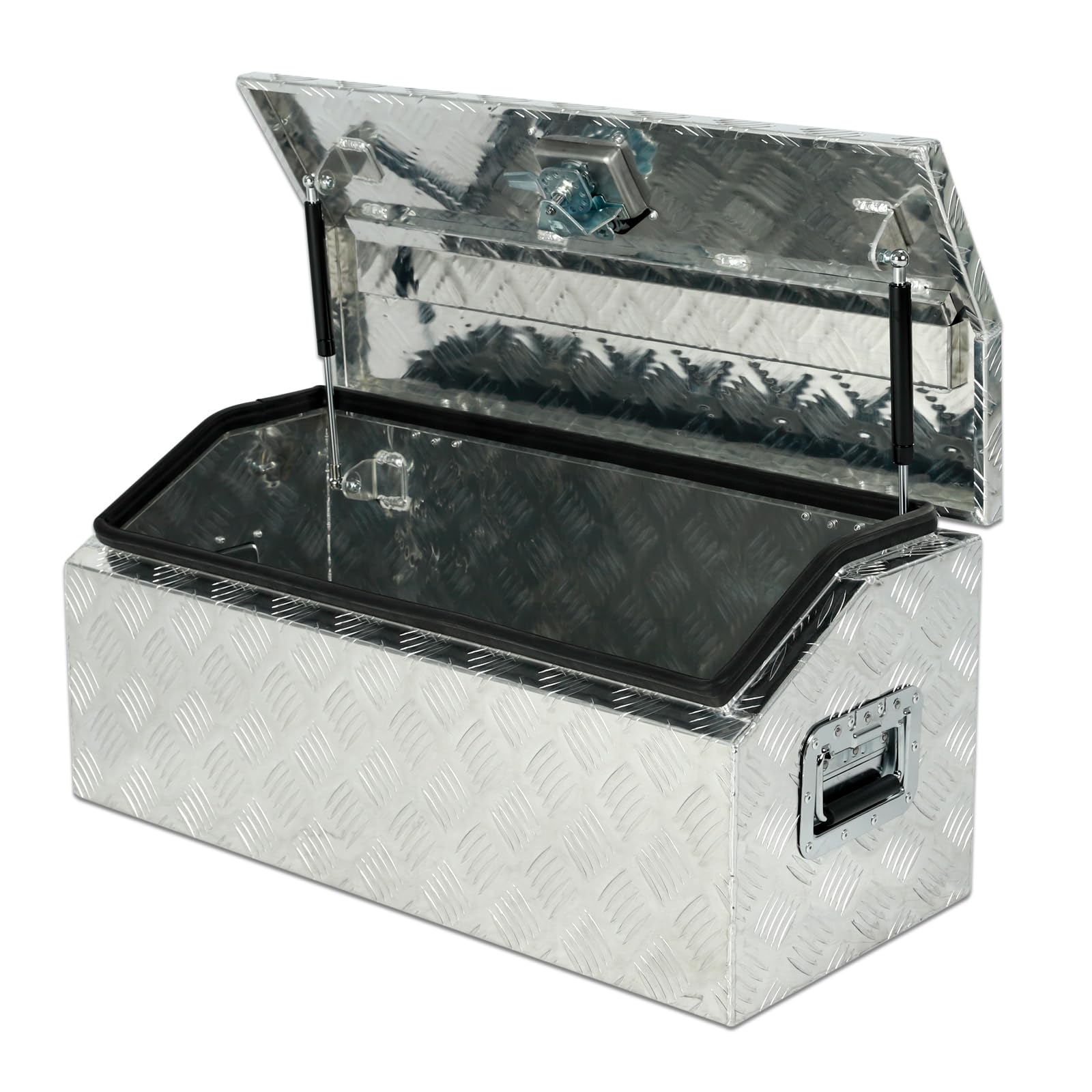 EASYBERG 30 Inch Aluminum Tool Box for Trucks, Pickups, ATVs & RVs - Heavy Duty 5-Bar Trailer Tongue Storage Organizer with Lockable Dome Lid, Handle & 2 Keys (Silver) - Perfect for Road Trips, Camping Gear & Work Equipment Storage