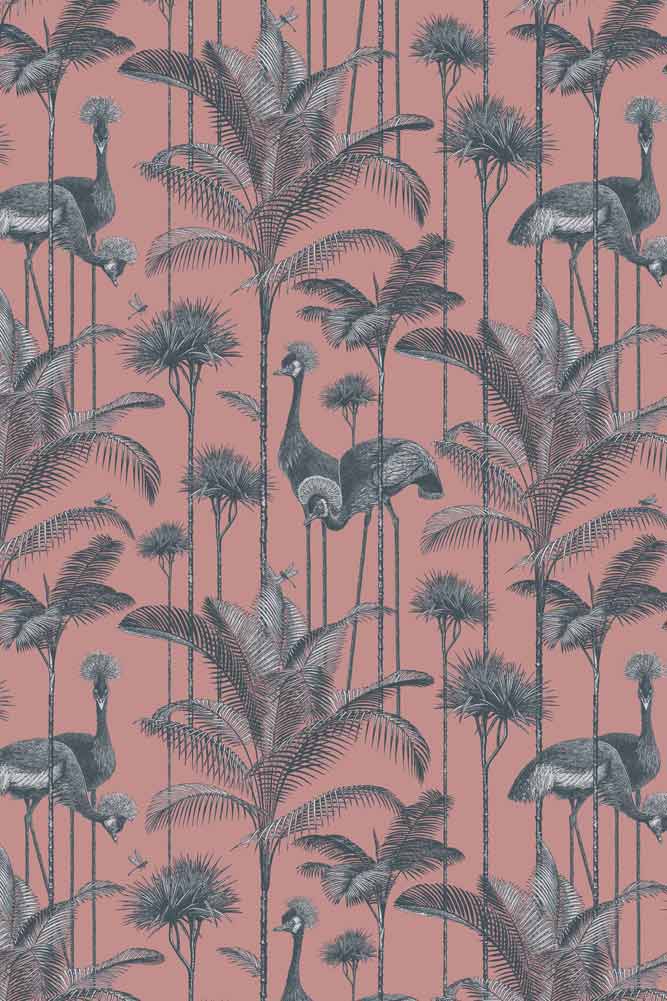 Divine Savages Crane Fonda Coral Wallpaper - Premium Peel & Stick Wallpaper for Bedroom, Living Room, Nursery Decor | Easy to Install Removable Wallpaper for Home & Office