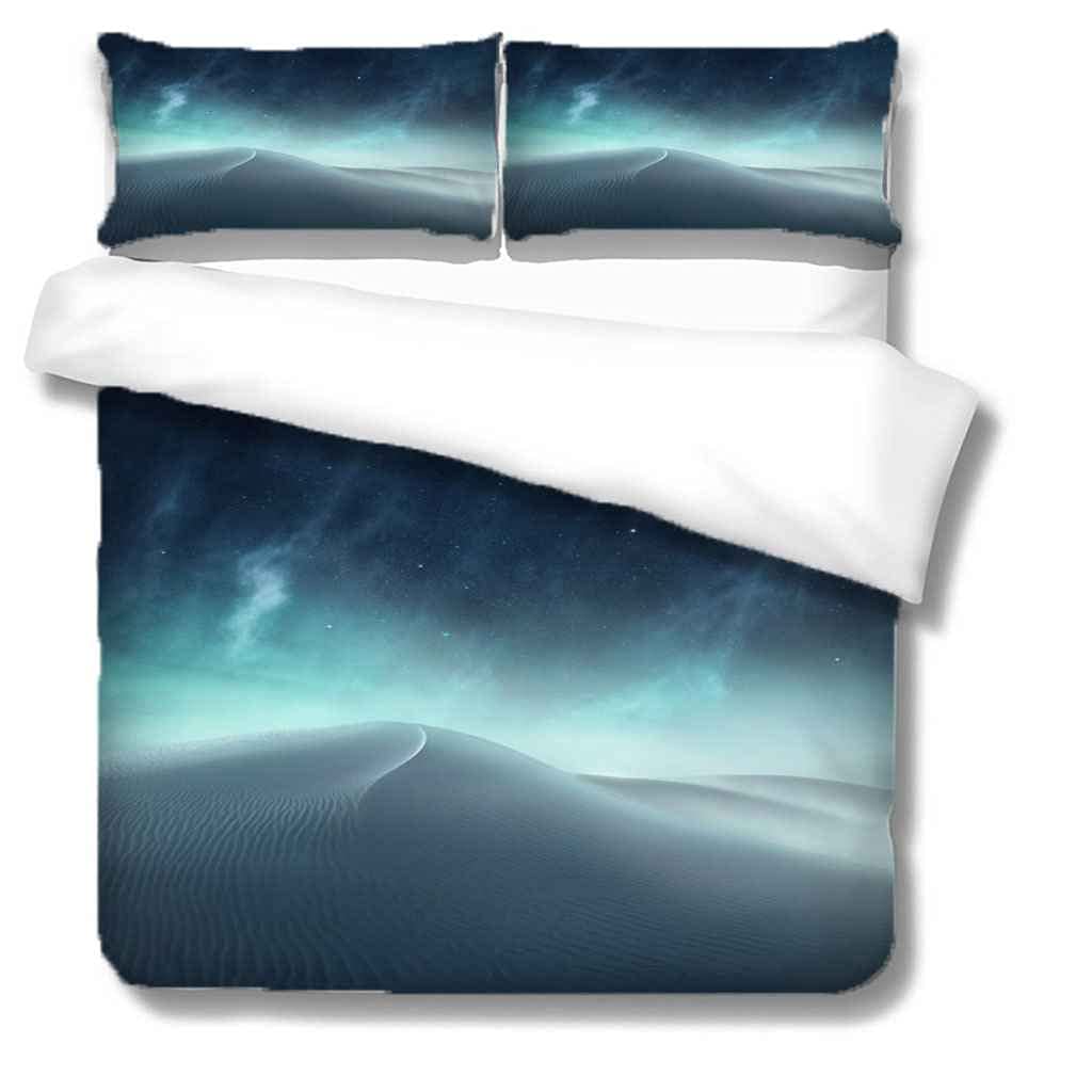 Queen Size Duvet Cover Set 90x90 Inches - Modern Green Starry Desert Design, Soft Microfiber Bedding with Zipper Closure & Corner Ties, Includes 2 Pillow Shams | Perfect for Master Bedroom, Guest Room & Cozy Home Decor