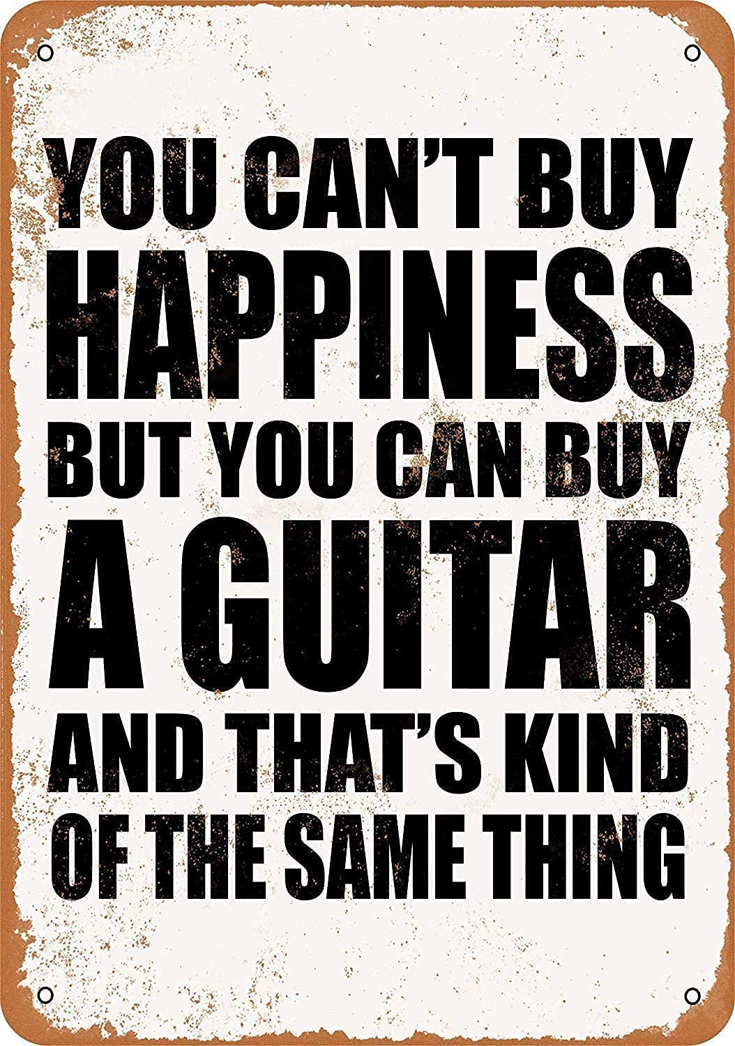 Vintage Metal Guitar Tin Sign - 8x12 or 12x16 Inch Wall Decor for Bar, Kitchen, Man Cave, Bedroom, Lounge - Perfect Gift for Music Lovers & Home Decor Enthusiasts - Great for Coffee Shops, Music Studios & Retro Themed Spaces