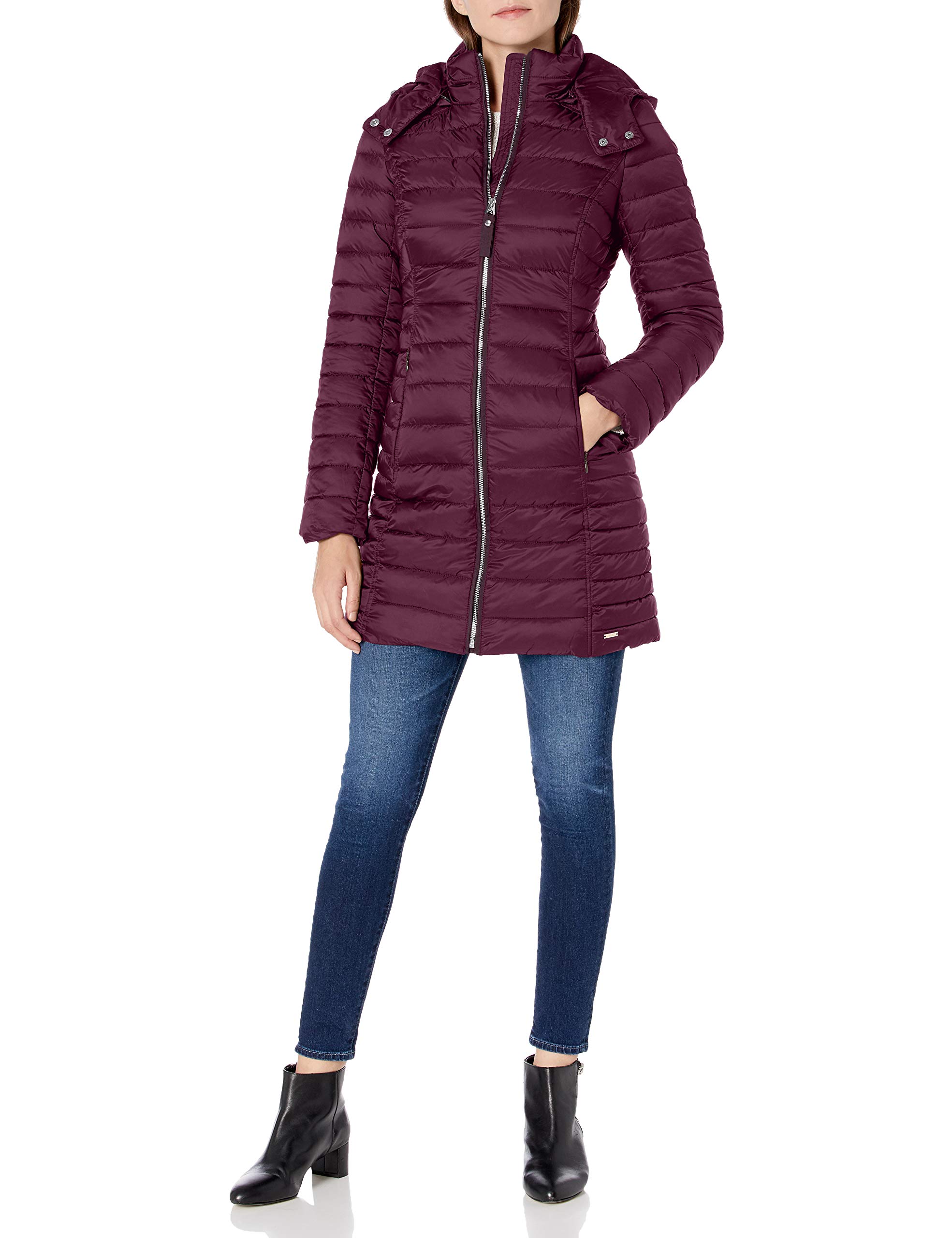 Joules Women's Waterproof Long Padded Winter Coat with Hood - Warm Insulated Jacket for Cold Weather, Outdoor Activities & Daily Commute