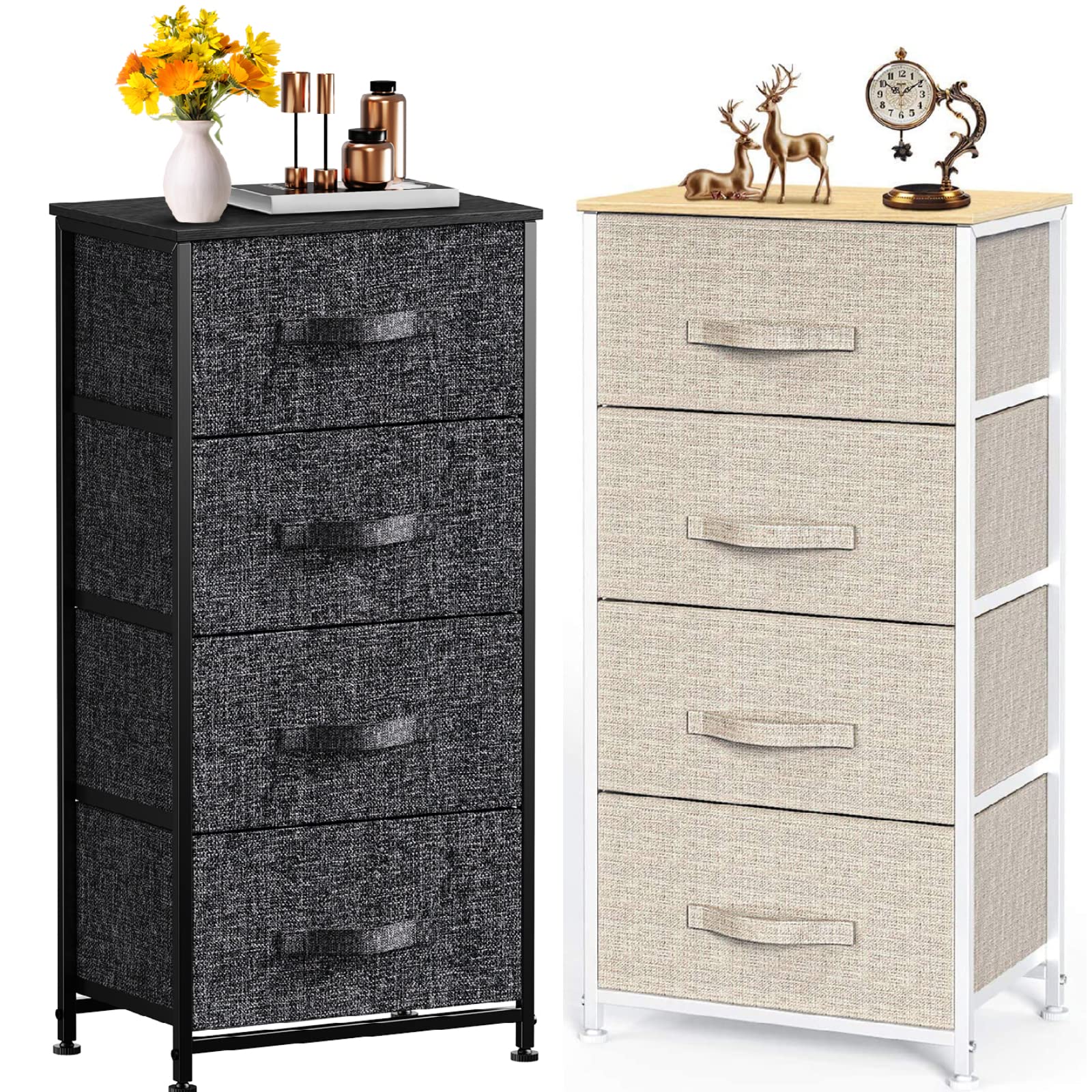 4-Drawer Fabric Dresser Organizer - Foldable Storage Unit for Bedroom, Closet, Nursery & Hallway - Perfect for Clothes, Toys & Home Organization