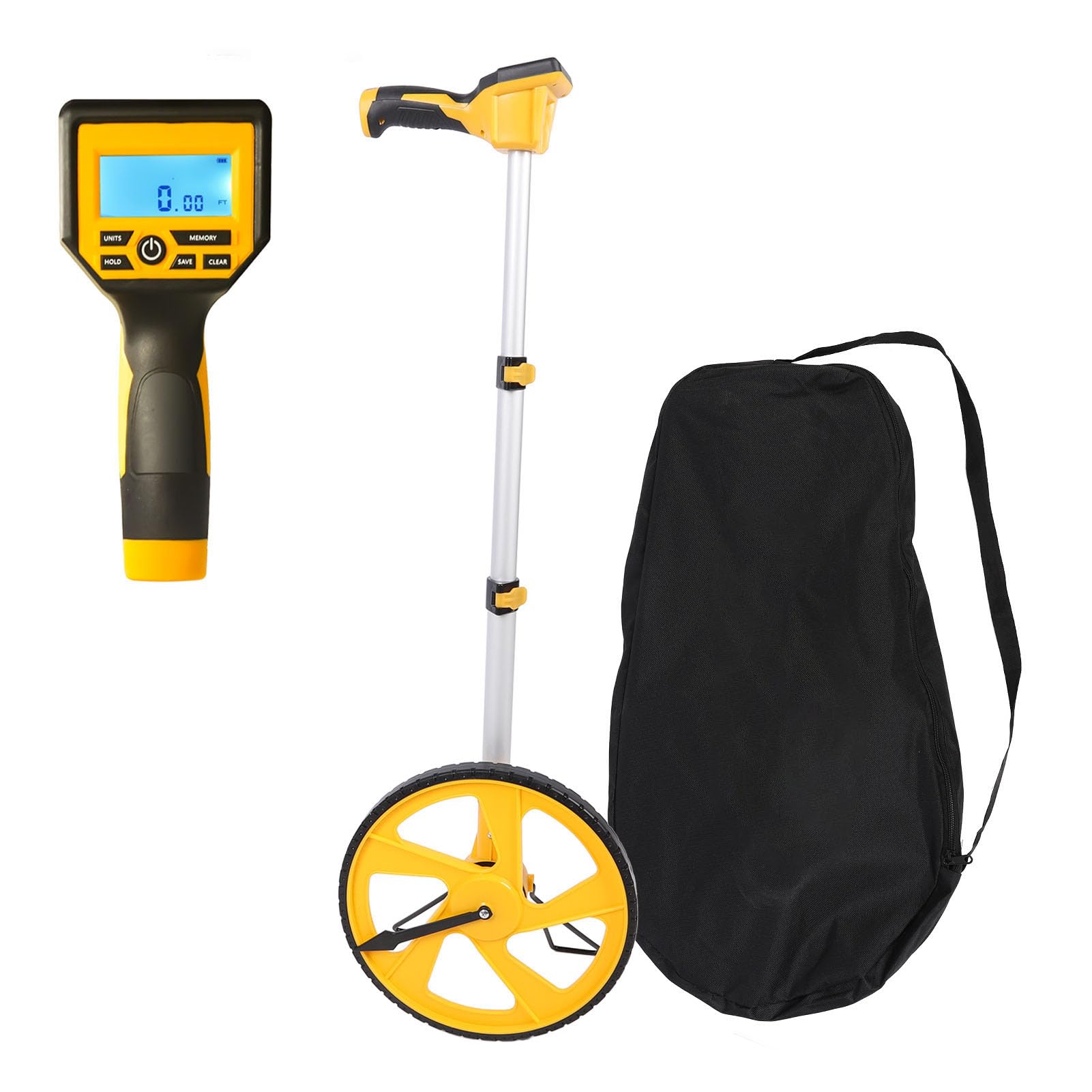 Digital Measuring Wheel with Backlit Display - Portable Distance Measuring Tool for Construction, Landscaping & Surveying - Includes Carrying Bag for Easy Transport