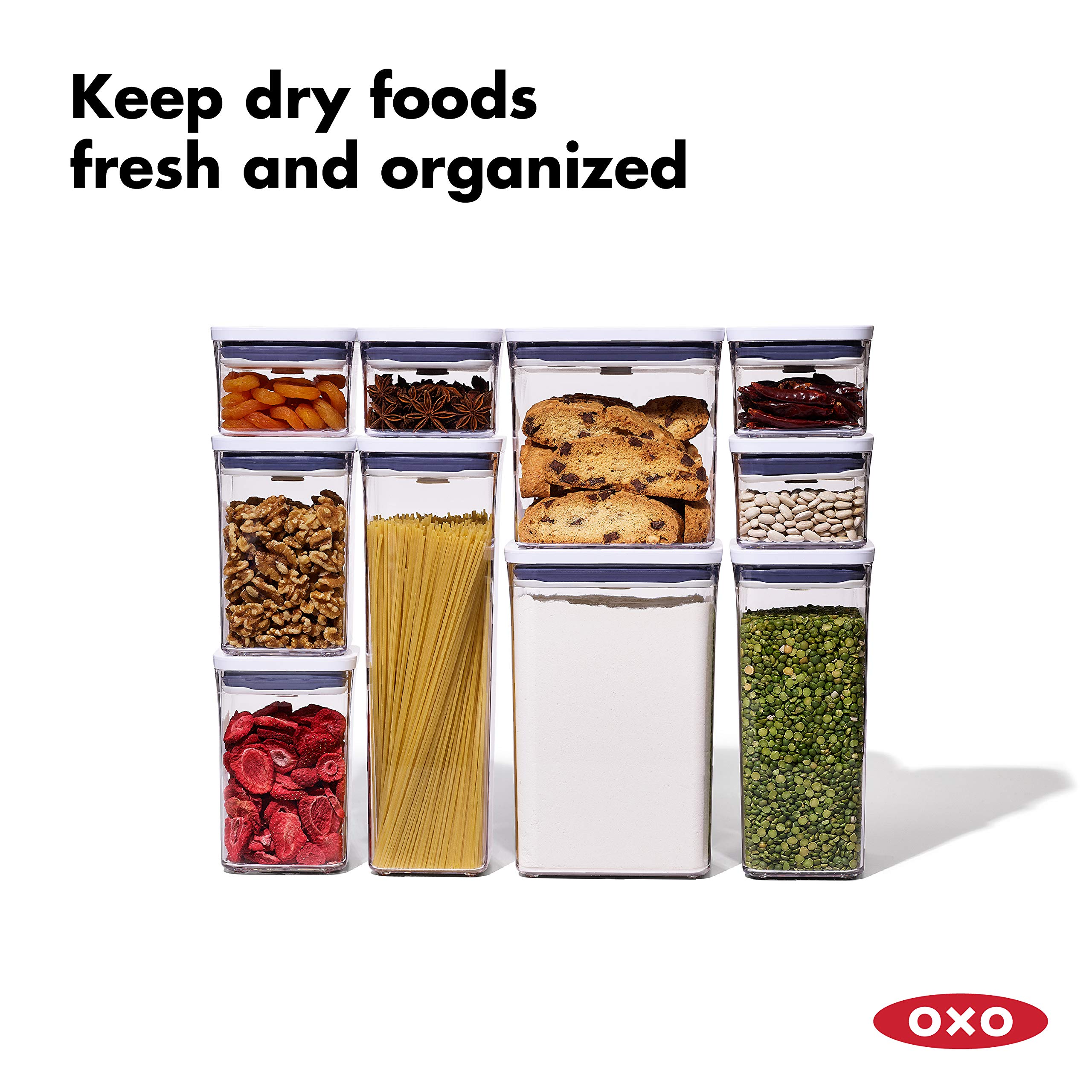 OXO Good Grips 10-Piece Airtight Food Storage Container Set & 3-Piece Cereal Dispenser - BPA-Free Kitchen Organization for Flour, Sugar, Pasta & Dry Goods - Perfect for Pantry, Countertop & Meal Prep