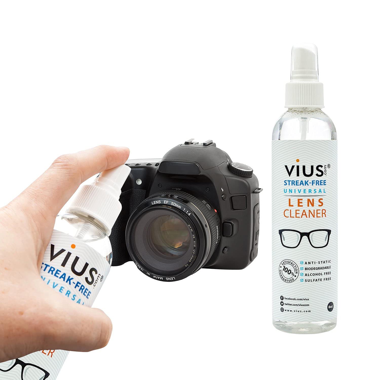 Premium Lens Cleaner Kit - 2oz Travel Size Eyeglass & Camera Lens Cleaning Spray - Removes Fingerprints, Dust & Oil - Safe for Glasses, Sunglasses, DSLR Lenses & Electronics Screens - Perfect for Travel, Office & Outdoor Use
