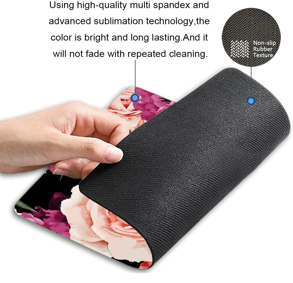 Peony Flowers Mouse Pad - Washable Non-Slip Rubber Base Desk Pad for Office, Laptop & Wireless Mouse (7.9