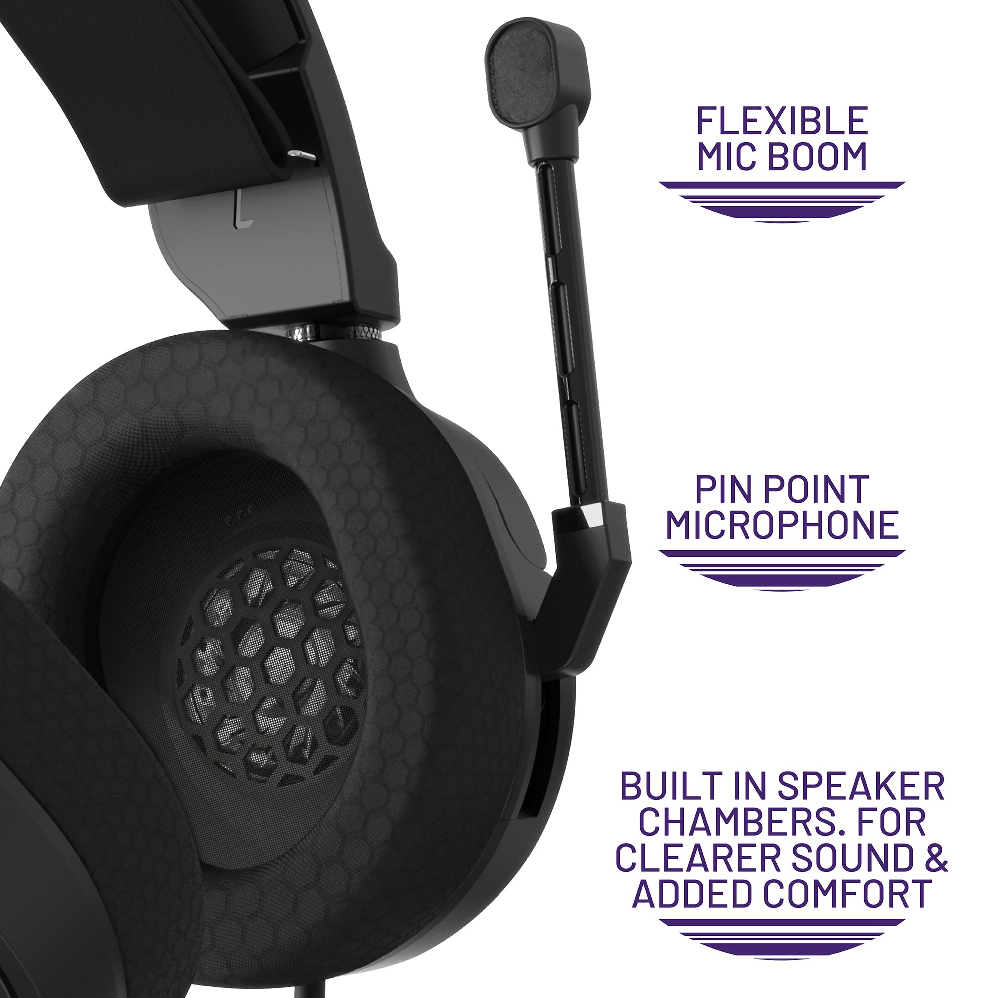 Eclipse Gaming Headset - Black Wired Over-Ear Headphones with Noise Cancelling Mic for PC, PS4, Xbox - Comfortable for Long Gaming Sessions & Online Classes