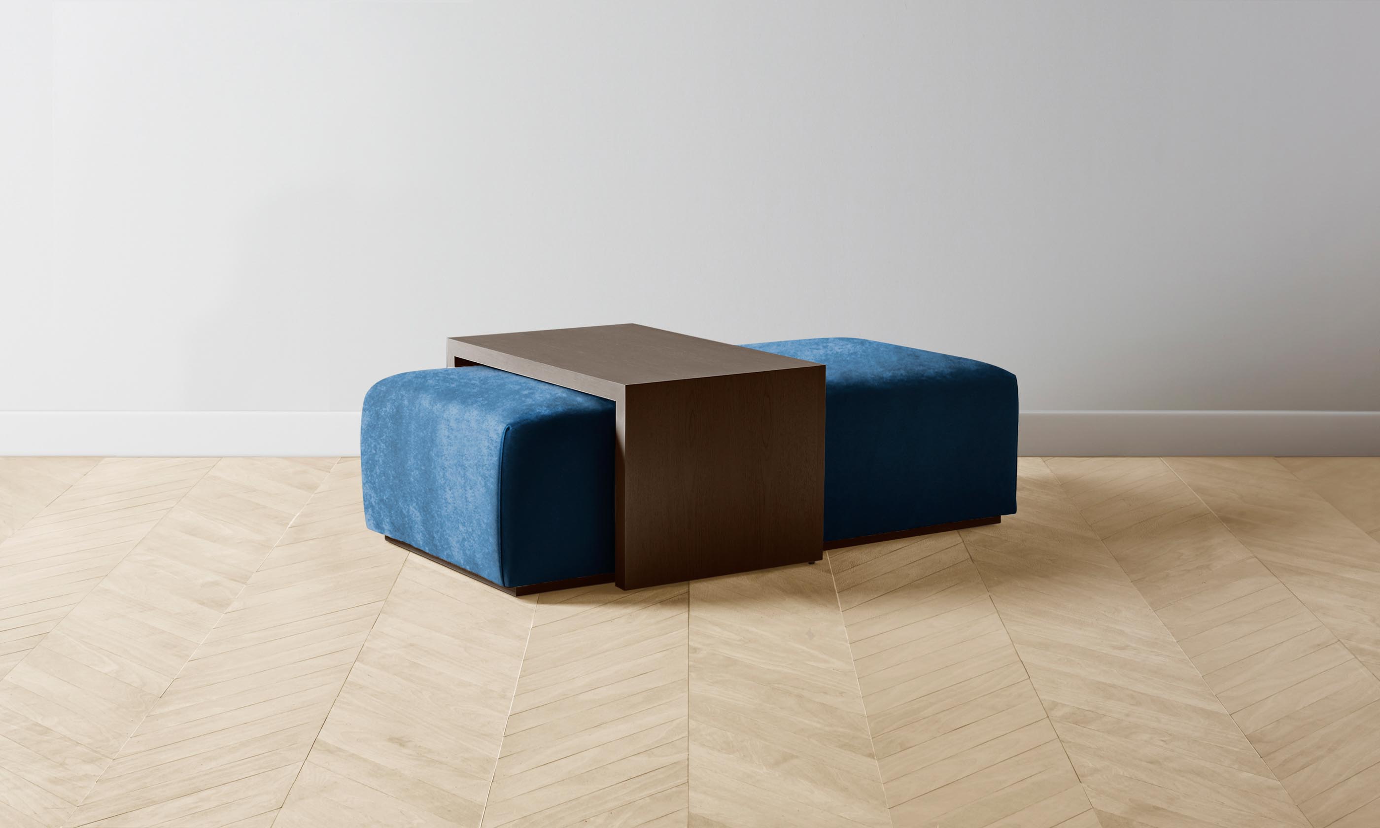 The Bowery Ottoman - Luxe Performance Velvet in Sapphire Blue | Perfect for Living Room, Bedroom & Home Decor