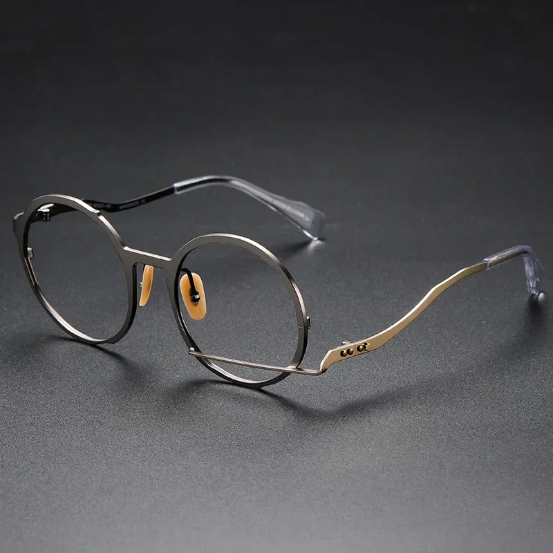 Aror Unisex Full Rim Round Acetate Alloy Eyeglasses 49431 - Stylish & Durable Frame for Men & Women - Perfect for Reading, Work & Fashion Accessories