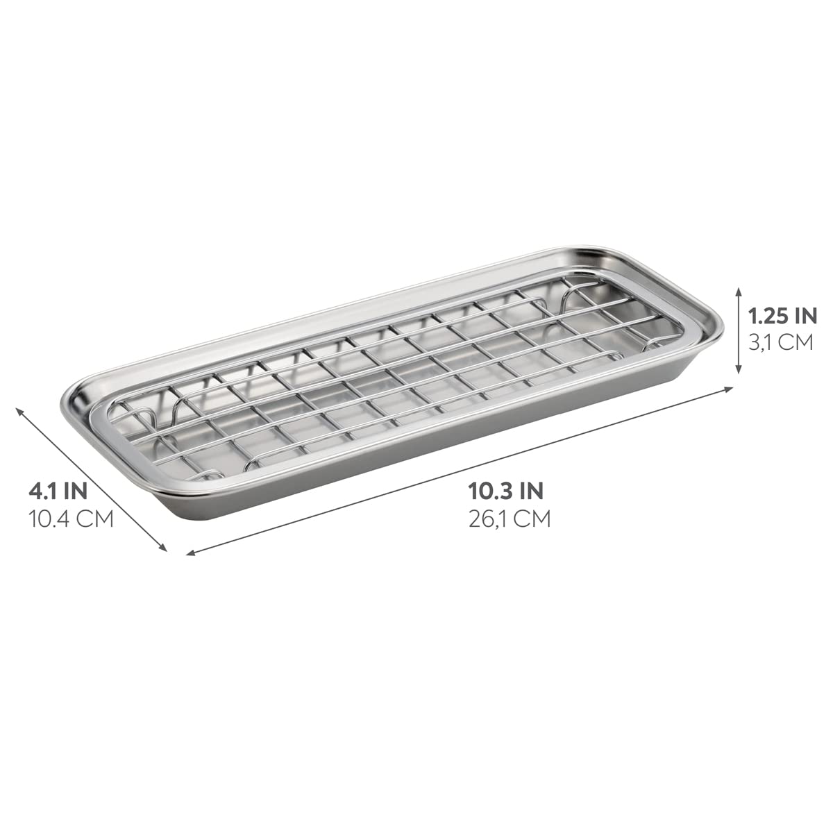iDesign Gia Polished Stainless Steel Soap and Sponge Holder Tray - 2-Piece Set (1.25