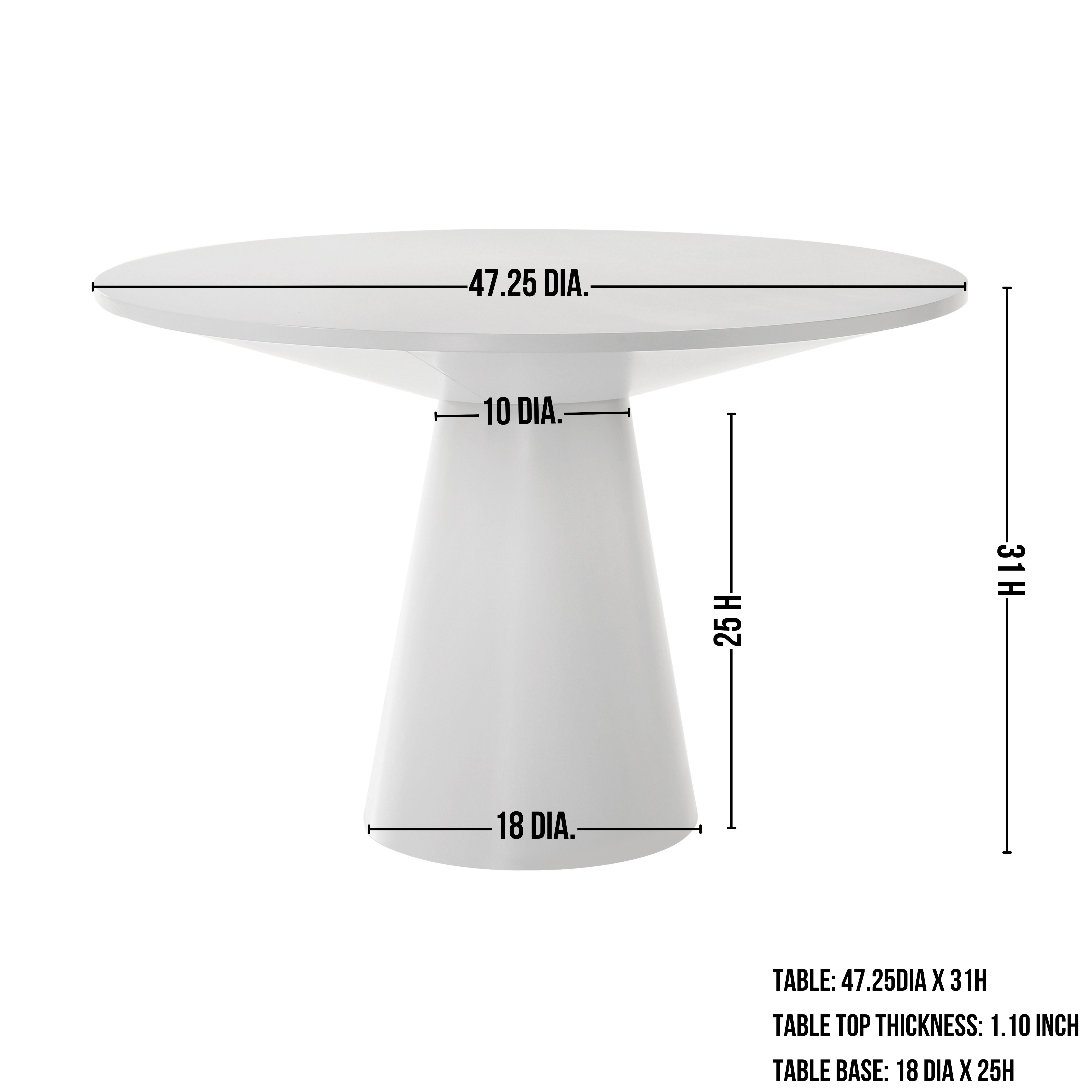 Rocco Contemporary 48-Inch Pedestal Dining Table - Modern Round Kitchen Table for Small Spaces, Perfect for Apartments, Breakfast Nooks & Cozy Dining Rooms