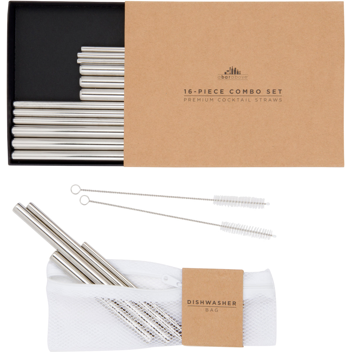 Premium Stainless Steel Reusable Metal Cocktail Straws - Eco-Friendly Drinking Straws for Smoothies, Iced Coffee & Cocktails - Perfect for Home Bars, Parties & Travel