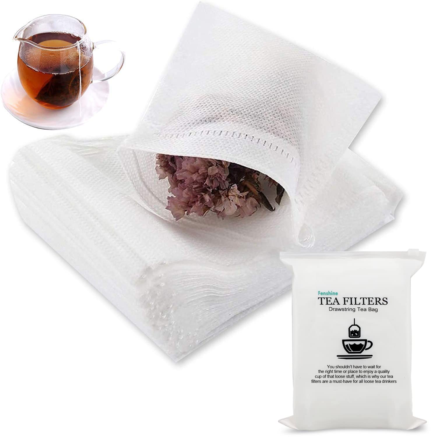 200 Count Empty Tea Bags with Drawstring - Natural Unbleached Filter Bags for Loose Leaf Tea | DIY Herbal Tea, Iced Tea & Gift Packaging | Perfect for Home Brewing, Tea Parties & Small Businesses