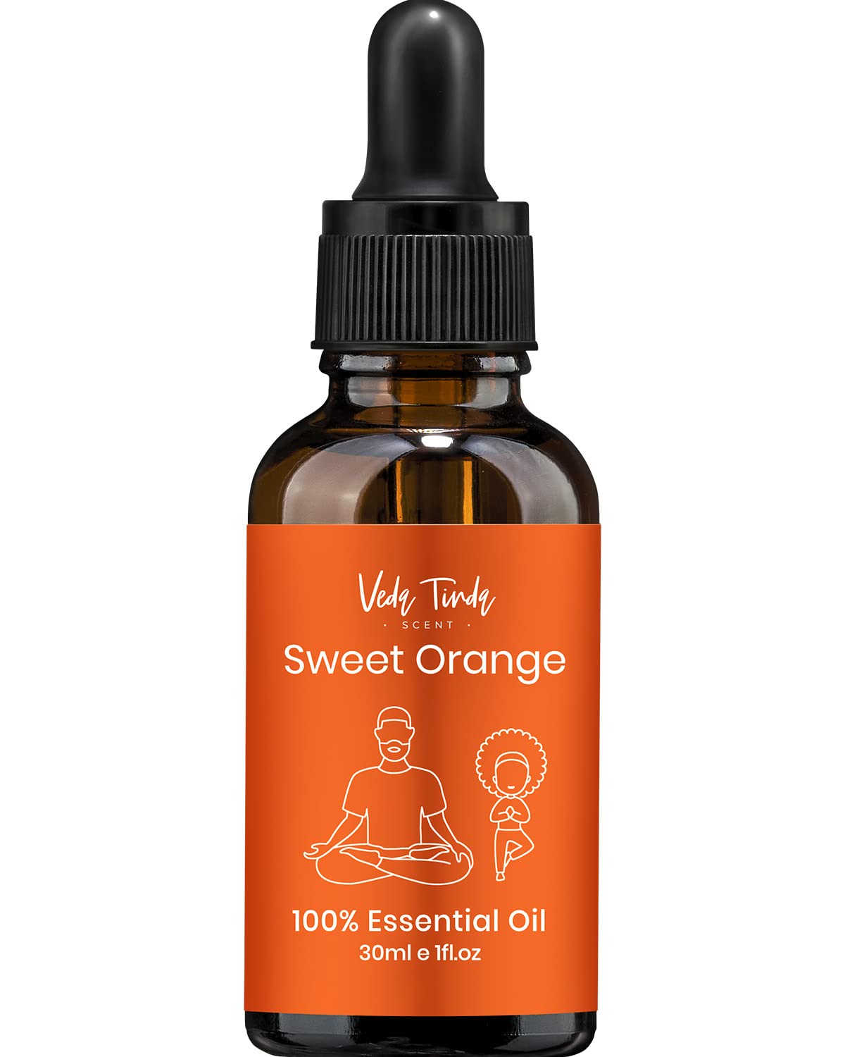 Veda Tinda Sweet Orange Essential Oil - 100% Pure Natural Organic Aromatherapy Oil for Mood Boosting, Stress Relief & Mental Clarity | 1 fl oz (30ml) for Diffusers, Massage & DIY Skincare | Perfect for Home Spa, Yoga & Relaxation