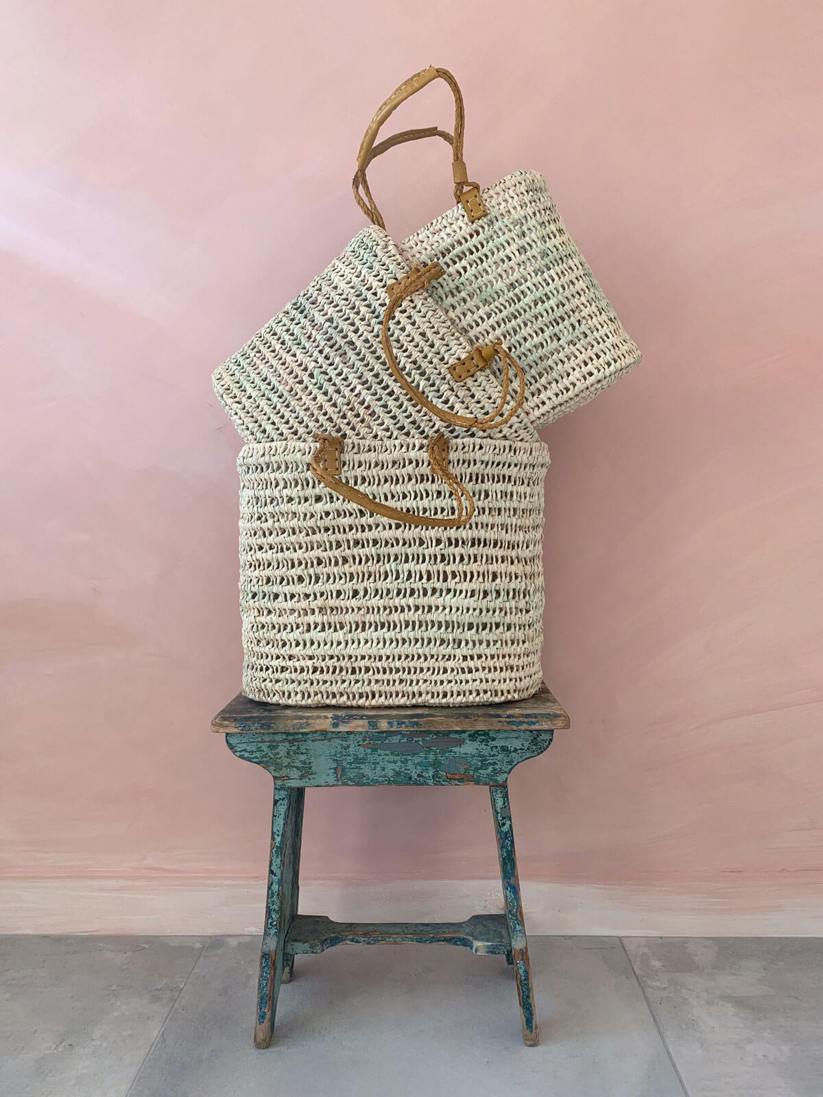 Stylish Pleated Leather Handle Basket in Mustard - Perfect for Home Decor, Storage, and Gift Giving