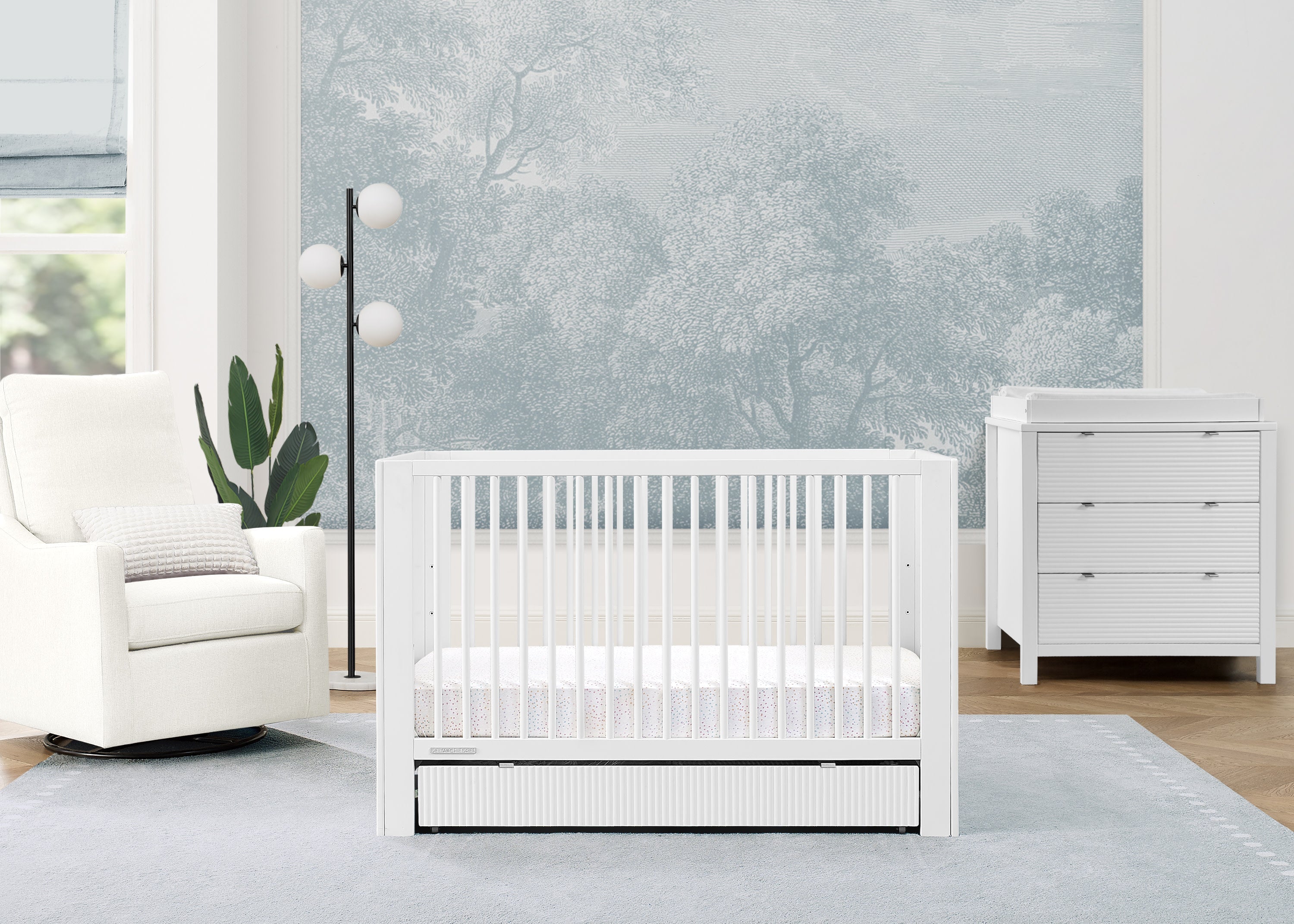 Cassie 4-in-1 Convertible Baby Crib with Storage Drawer - Nursery Furniture for Newborn to Toddler Bed | Perfect for Small Spaces & Modern Nurseries