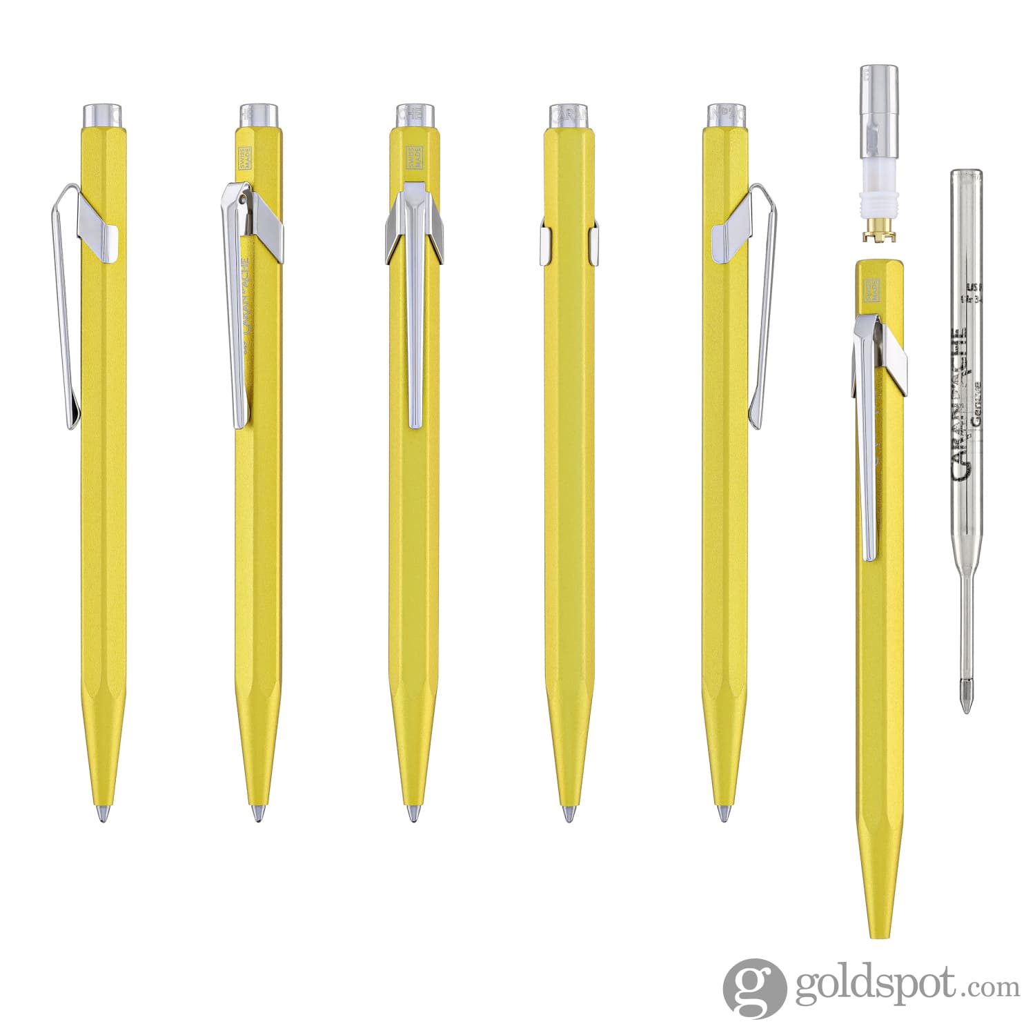 Premium Caran d'Ache 849 COLORMAT X Ballpoint Pen - Vibrant Yellow Ink for Smooth Writing - Perfect for Office, School & Artistic Sketching