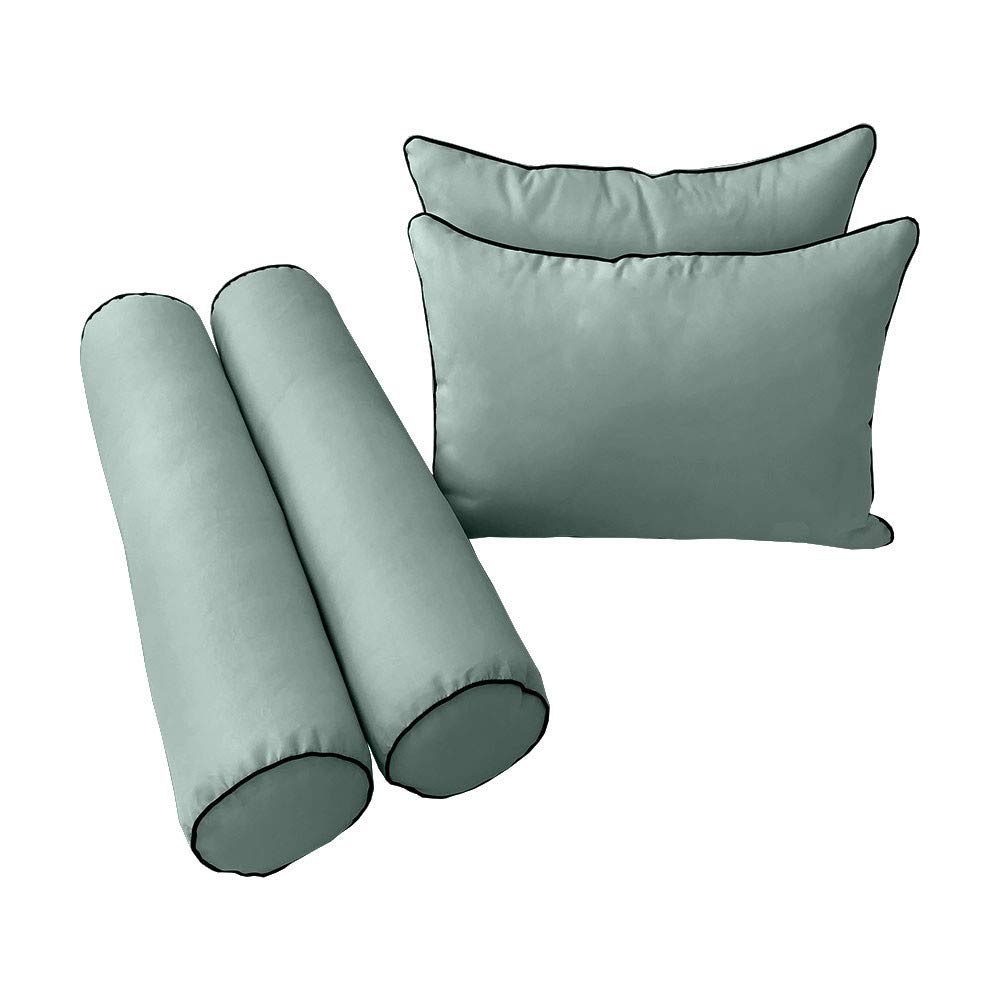 Prolinemax Outdoor Style 4 Crib Contrast Trim Daybed Mattress Bolster Pillow Fitted Cover - Waterproof & Breathable Nursery Bedding Set for Baby Crib, Toddler Bed, and Guest Room Decor AD002