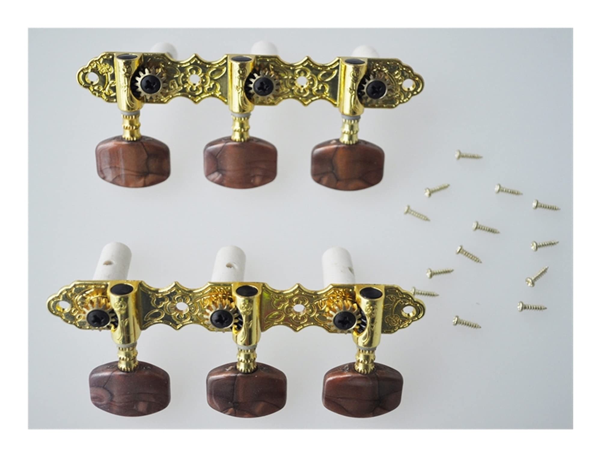 Classical Guitar Tuning Pegs - Premium Brown Machine Heads for Precise Tuning | Perfect for Acoustic & Classical Guitars, Music Performances & Studio Recording