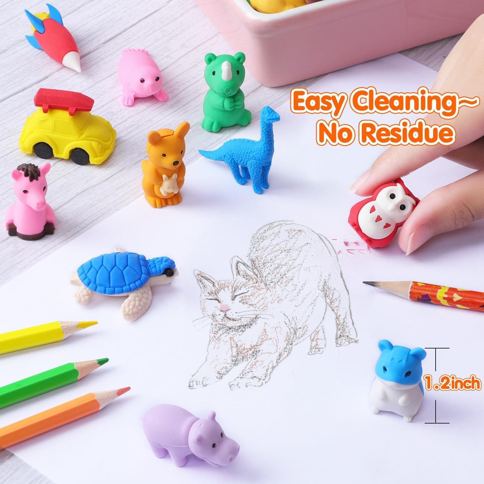 140 Pack 3D Animal Erasers for Kids - Bulk Mini Puzzle Pencil Erasers, Desk Pets & Treasure Box Toys - Perfect for Classroom Rewards, School Prizes, Kids Party Favors & Back to School Supplies (Random Assortment) - Fun Learning Tools for Arts, Crafts & Creative Play