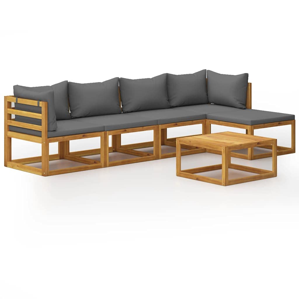 5-Piece Acacia Wood Garden Lounge Set with Cushions - Patio, Lawn & Backyard Furniture for Outdoor Relaxation - Perfect for Poolside, Deck or Garden Lounging
