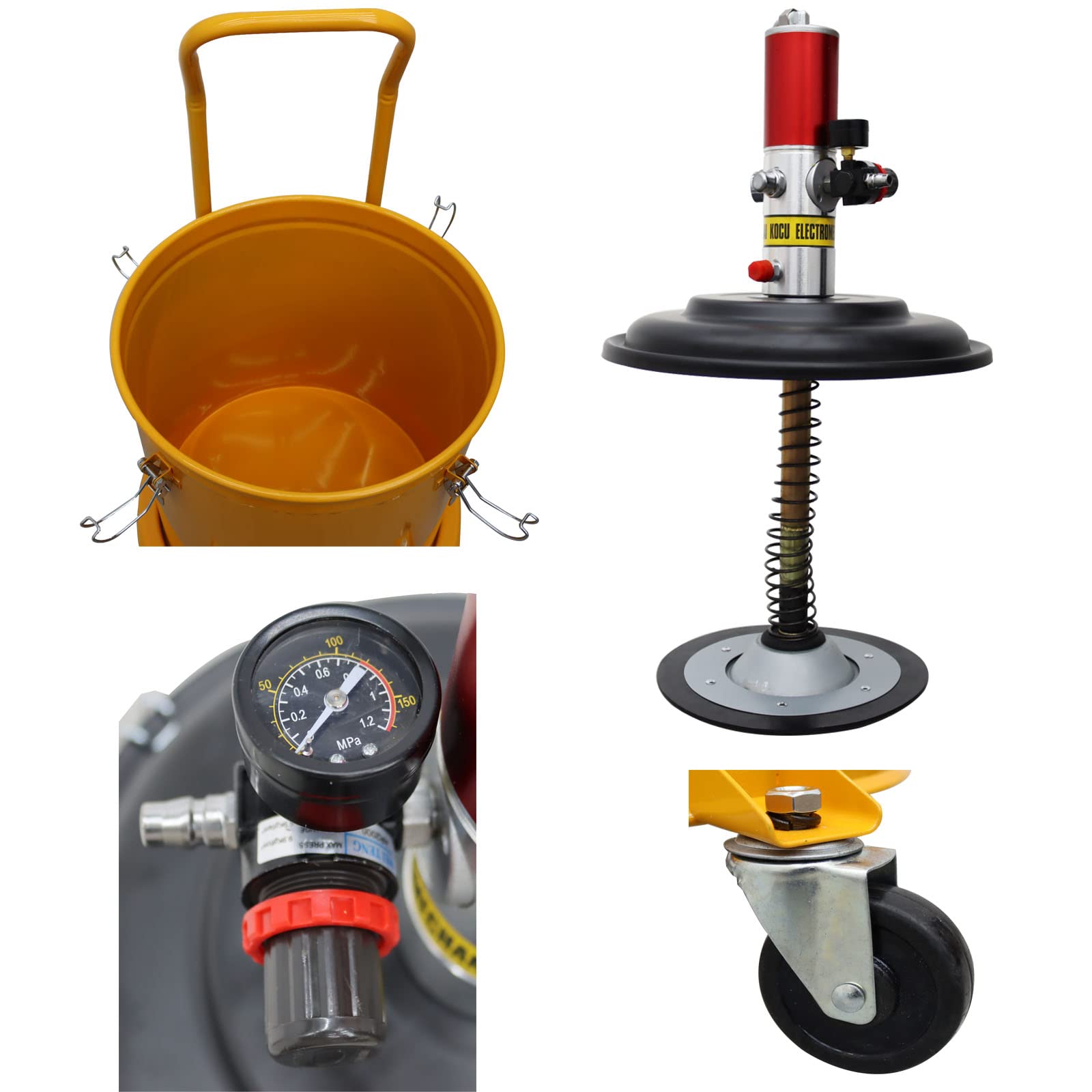 TECHTONGDA 7.5 Gallon Air Pneumatic Grease Pump with Lubricator Gun & Hose - Heavy Duty Compressed Grease Injector for Automotive, Industrial & Farm Equipment Maintenance