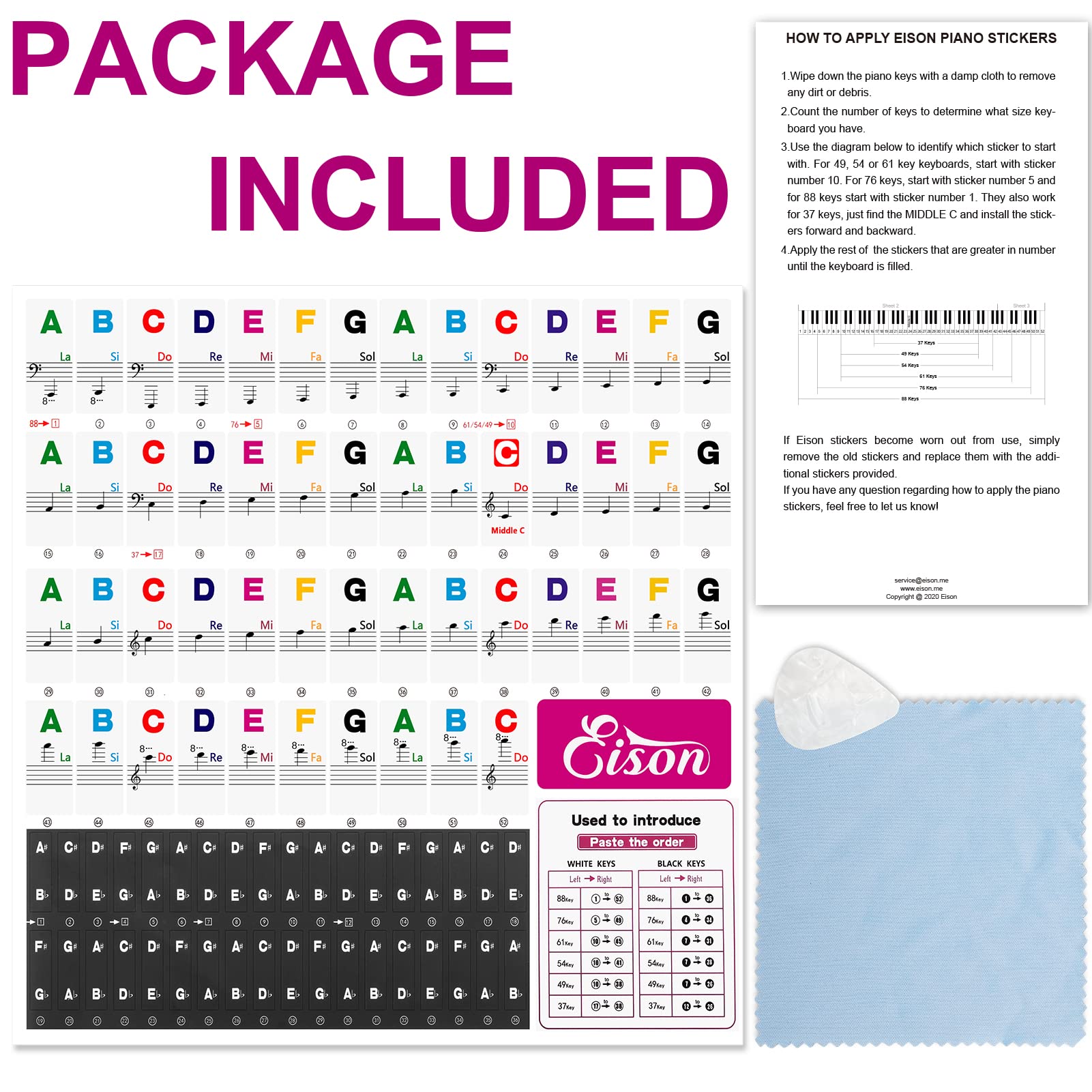 **Removable Piano Keyboard Stickers for Beginners – 88/61/54/49/37 Keys, Colorful Large Letter & Solfege Note Stickers – Perfect for Kids & Adults Learning Piano at Home or Music Class**