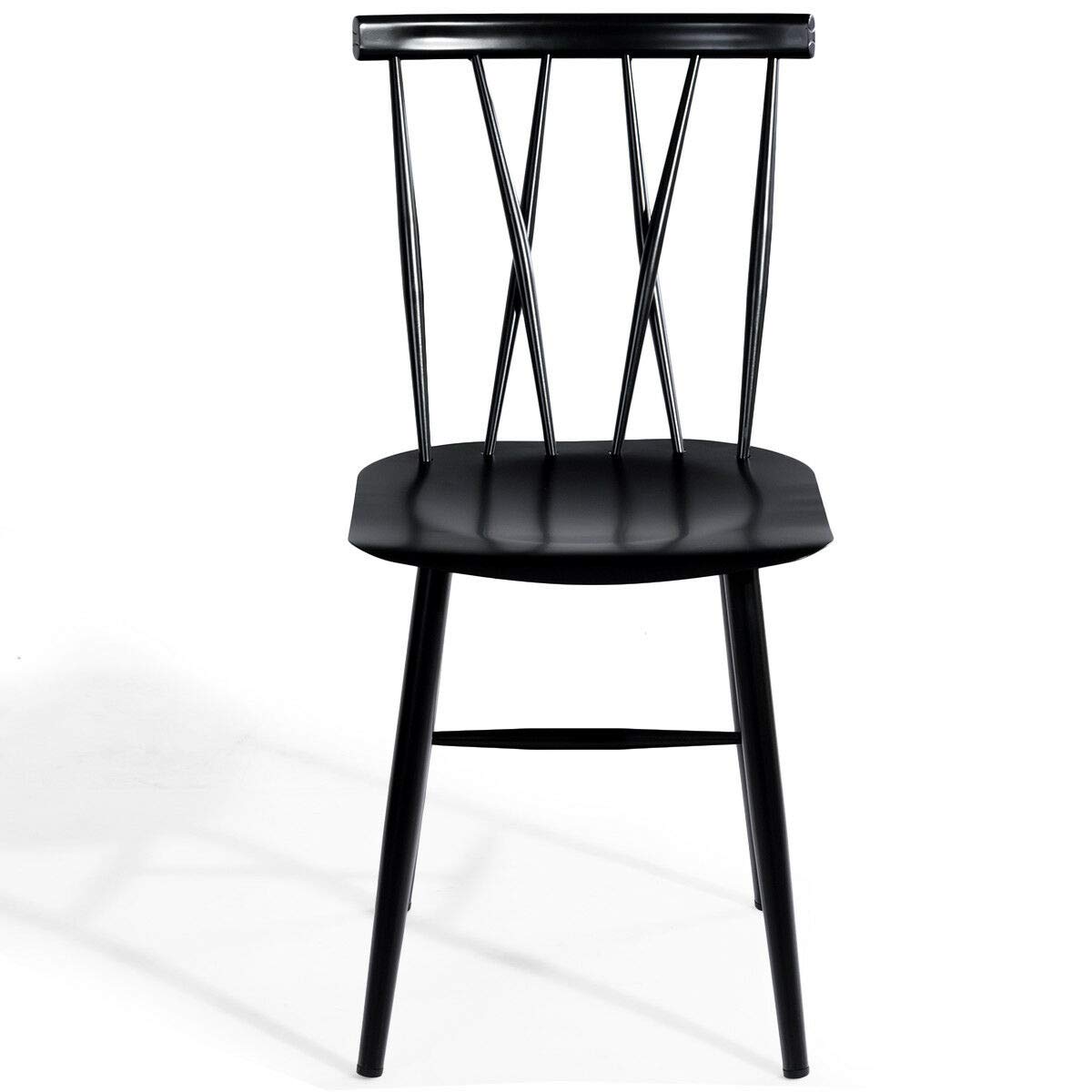 COSTWAY Dining Chair Set of 2 - Farmhouse Windsor Chairs with Spindle Back & Sturdy Metal Frame, 17'' Height Kitchen Side Chairs for Dining Room, Living Room or Restaurant Use | Perfect for Home Decor, Family Gatherings & Commercial Spaces