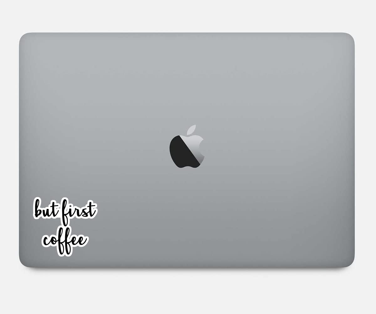 Funny Coffee Quote Stickers (4 Pack) - 2.5 Inch Vinyl Decals for Laptop, Phone, Tablet - Perfect for Office, Home & Travel - But First Coffee Sticker Collection