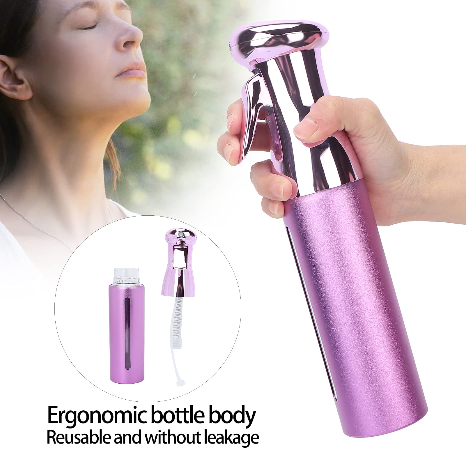 Leak-Proof Mist Spray Bottle for Hair Styling - Empty Hair Spray Bottle for Salon & Barber Use (Purple) | Perfect for Hair Moisturizing, Styling & Travel