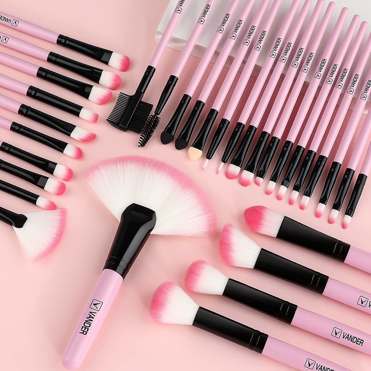 VANDER 32pcs Professional Makeup Brush Set - Soft Synthetic Kabuki & Eyebrow Brushes for Flawless Makeup Application