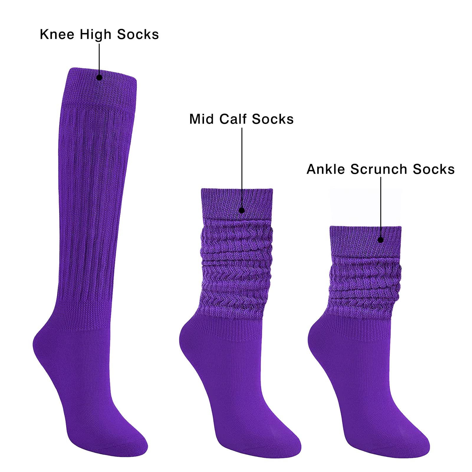 Women's Slouch Socks - Long Knit Scrunch Socks for Girls & Women - Cozy Casual Wear for Lounge, Home, and Winter Outfits