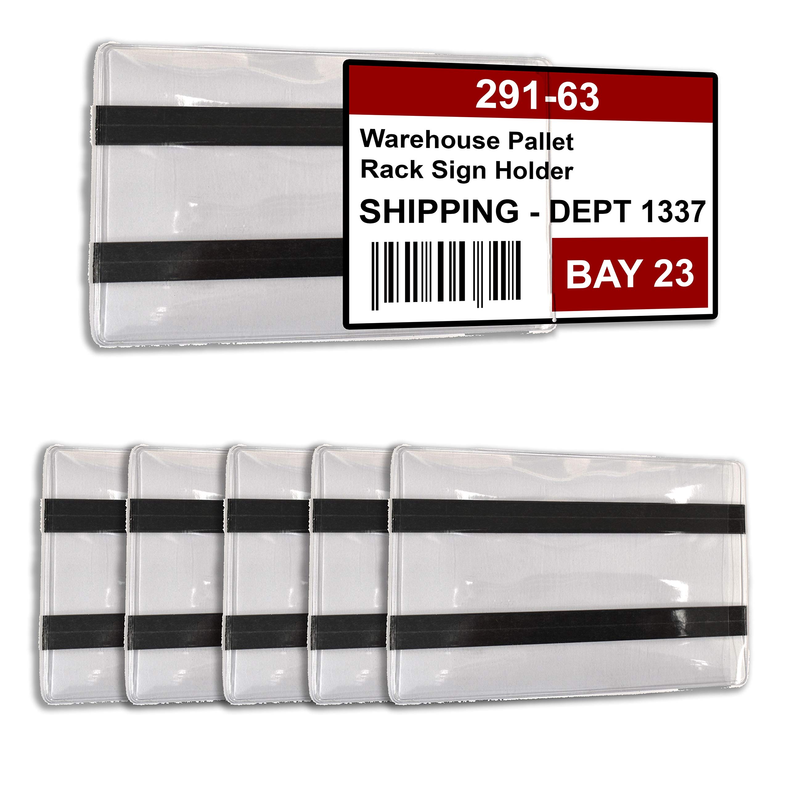 100 Pack Clear Vinyl Pallet Rack Sign Holders with Magnets for 3.5