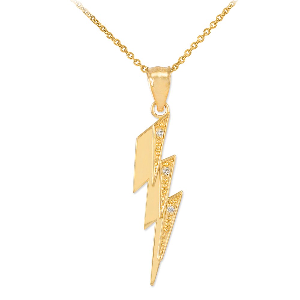 14K Yellow Gold Diamond Lightning Bolt Pendant Necklace for Women - Elegant Jewelry Gift for Birthday, Anniversary & Everyday Wear