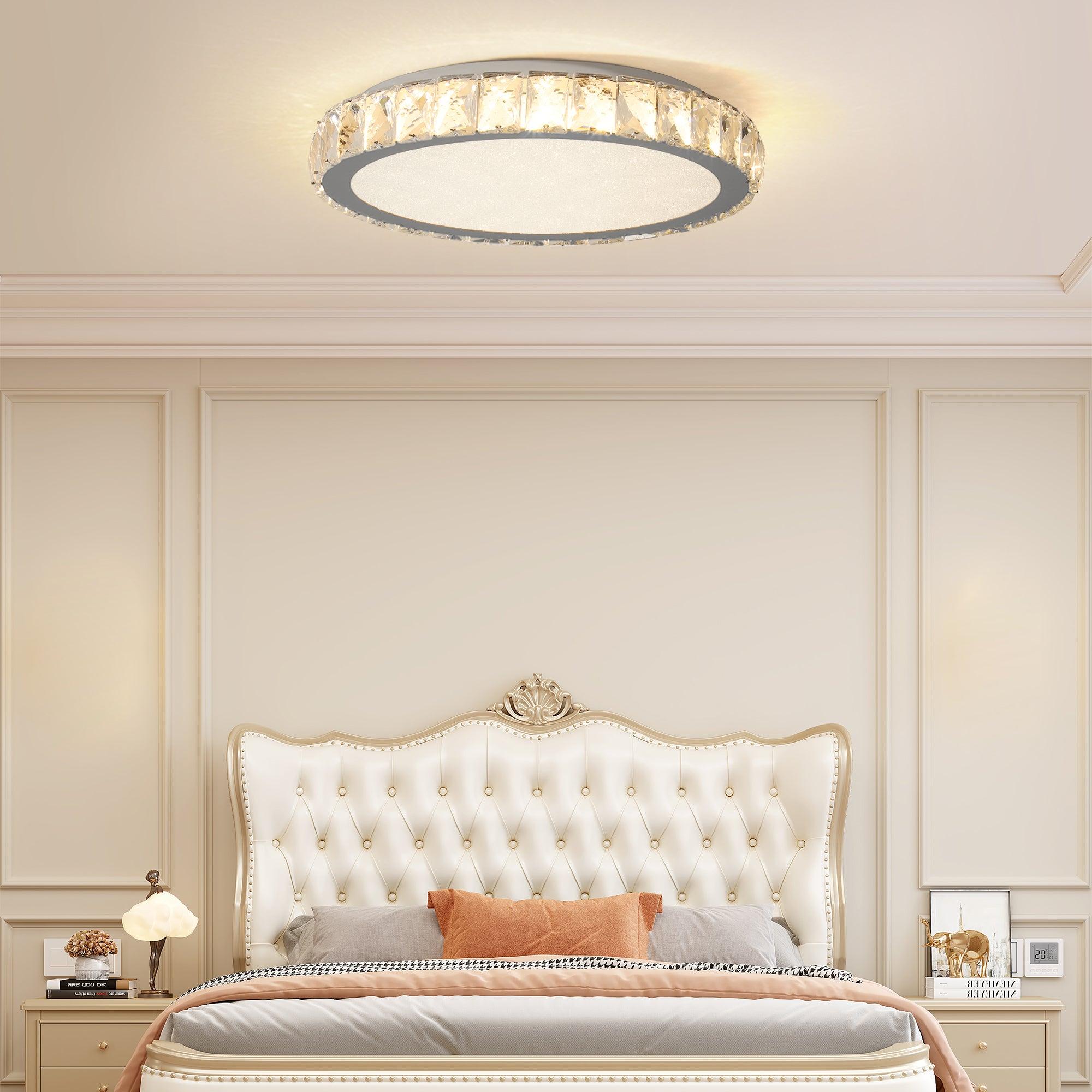 19.7 Inch Crystal LED Ceiling Light - 45W Dimmable Modern Flush Mount Fixture - Energy Saving LED Light for Living Room, Bedroom, Kitchen - Perfect for Home, Office & Restaurant Lighting