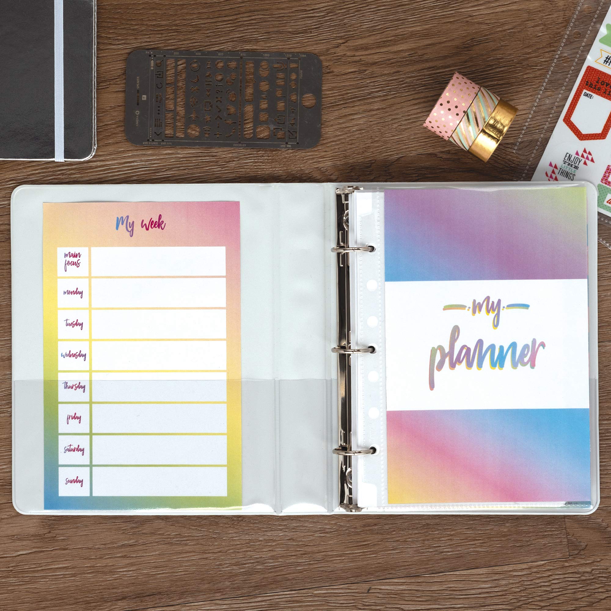 Samsill 1 Inch Mini 3 Ring Binder - 6 Pack White Round Ring Binders with Non-Stick Customizable Covers | Made in USA | Perfect for School, Office & Home Organization