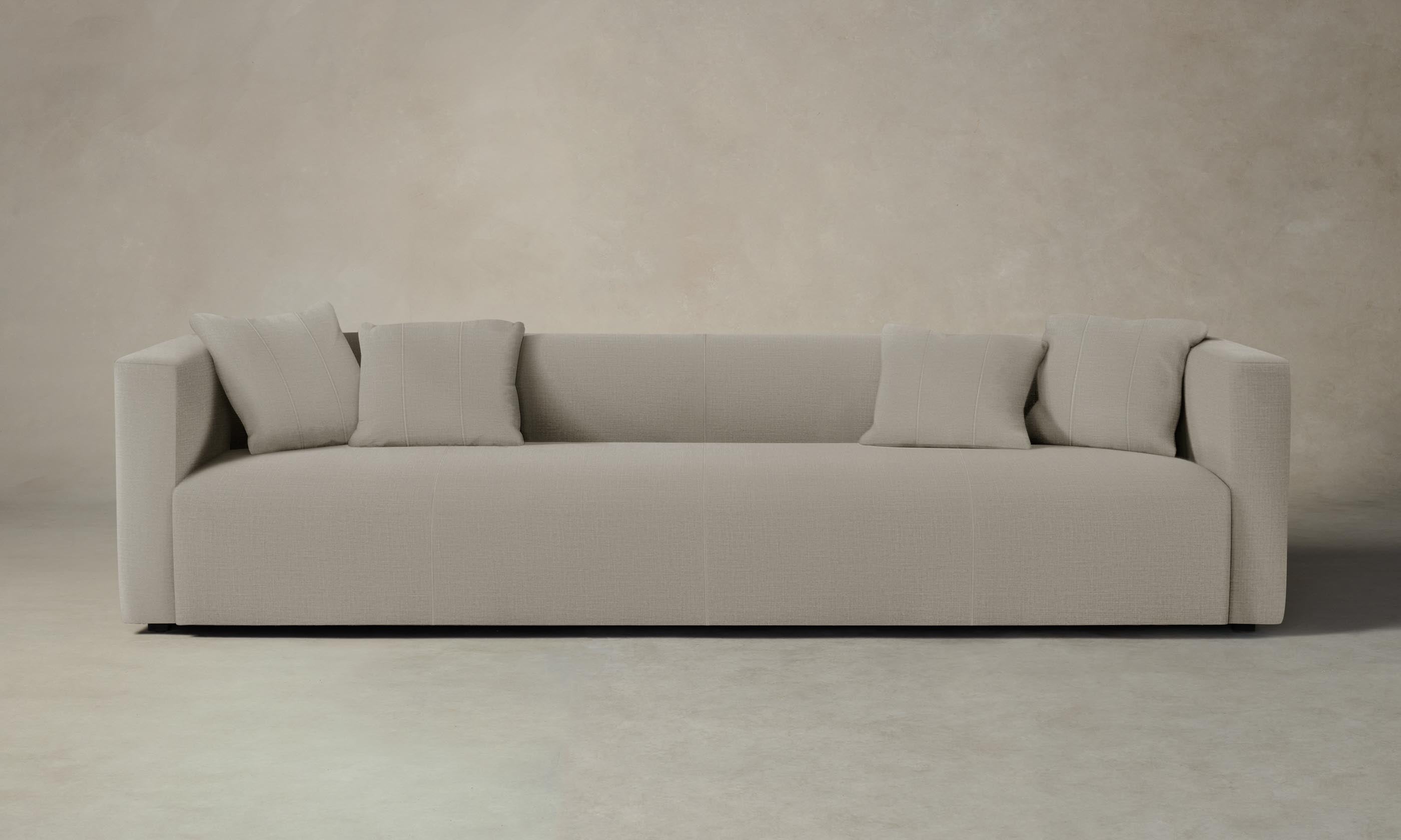 The Breuer Sofa - Modern Performance Linen Weave Beige Sofa for Living Room, Lounge & Office - Durable & Stylish Mid-Century Design Furniture